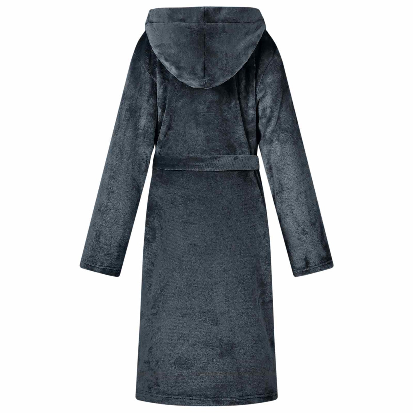 Bademantel Hoodie Marineblau L Flanell