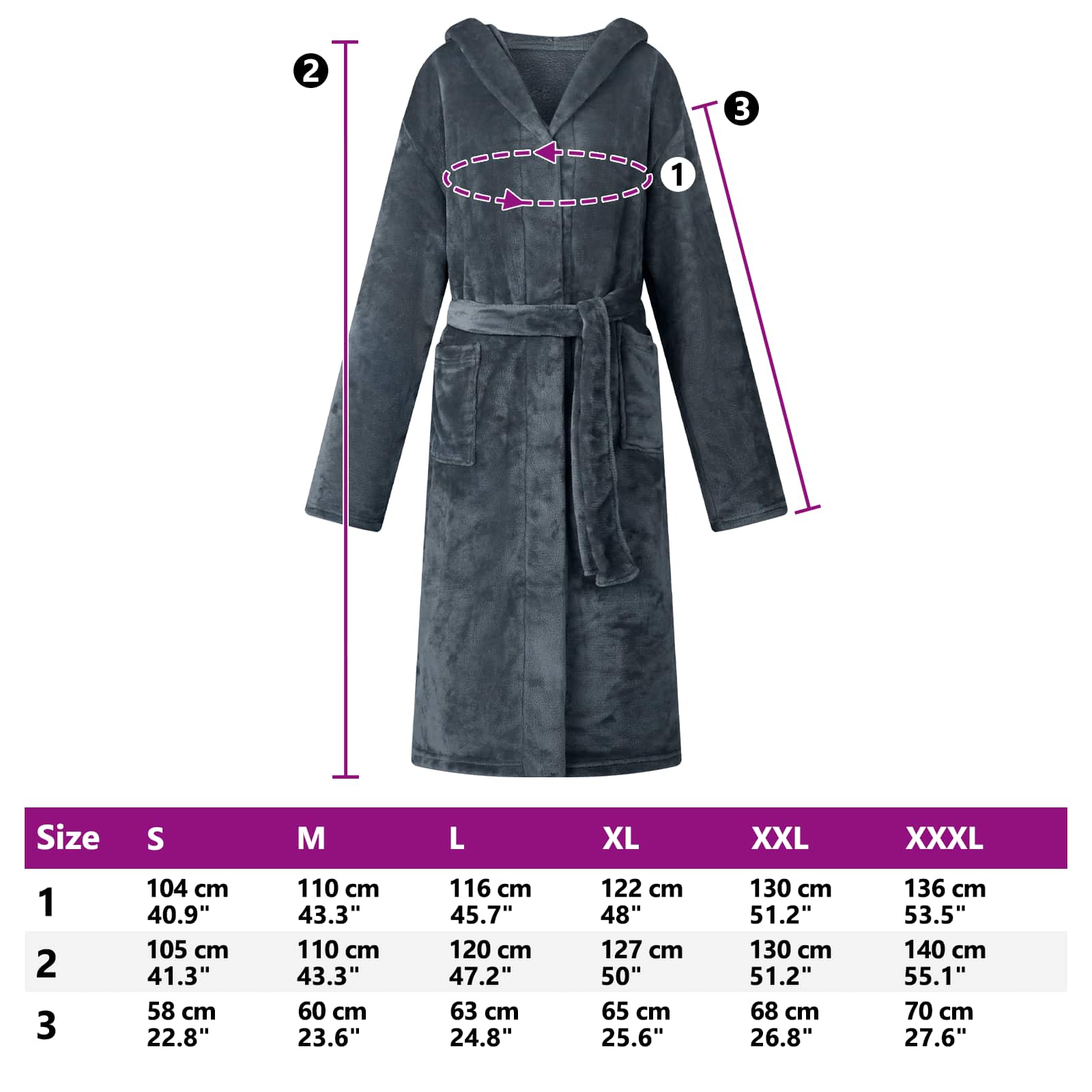 Bademantel Hoodie Marineblau L Flanell