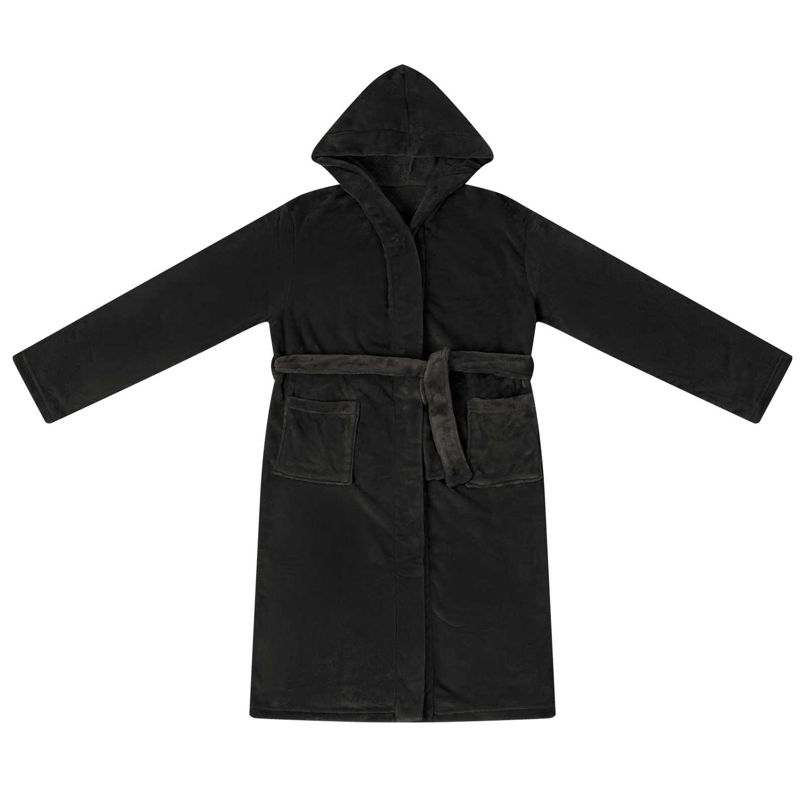 Bademantel Hoodie Schwarz S Flanell