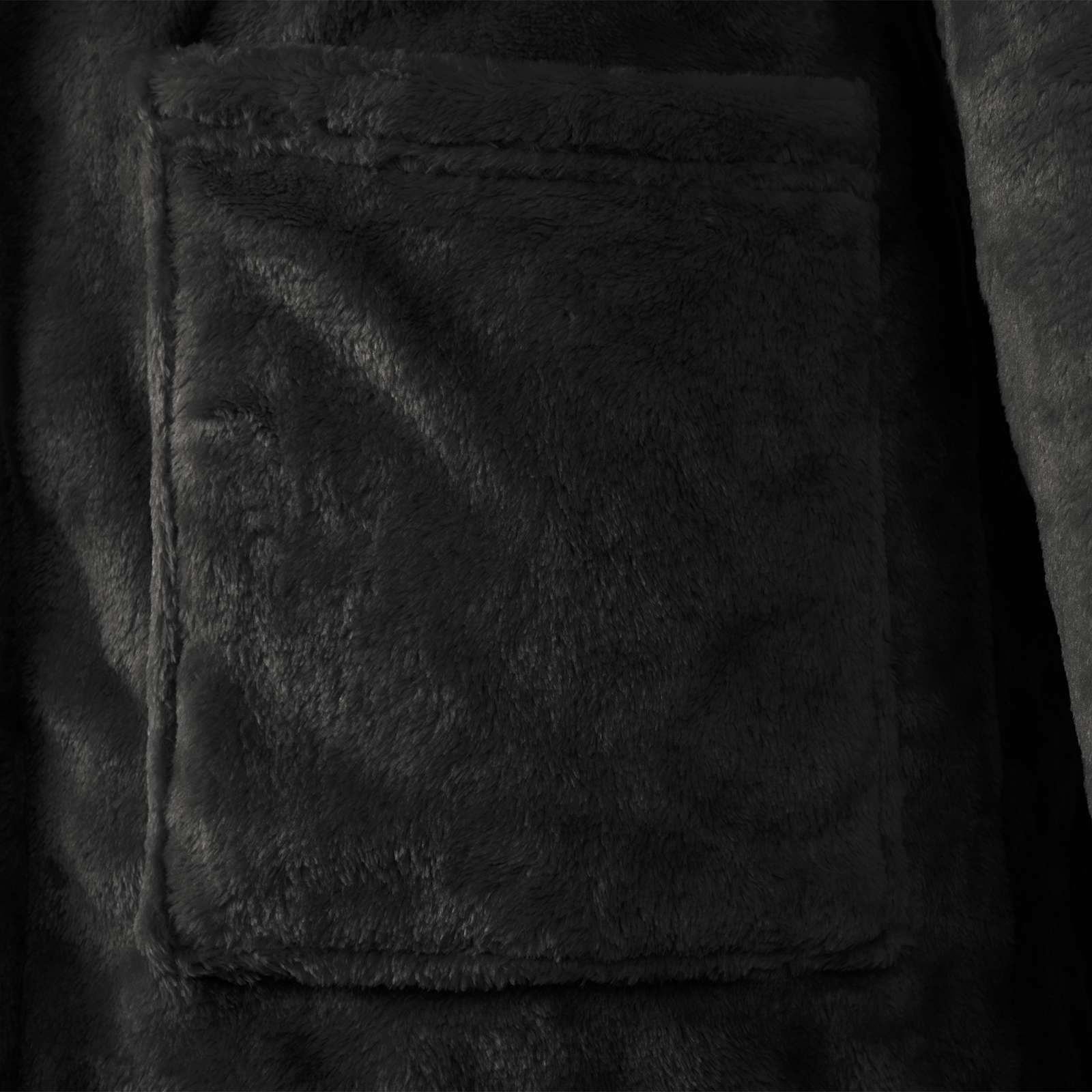 Bademantel Hoodie Schwarz XL Flanell