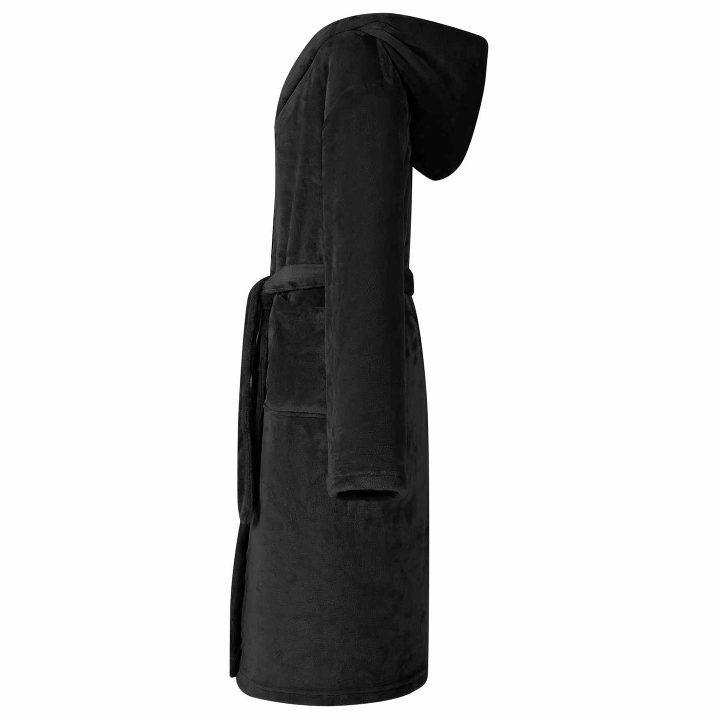 Bademantel Hoodie Schwarz XXL Flanell