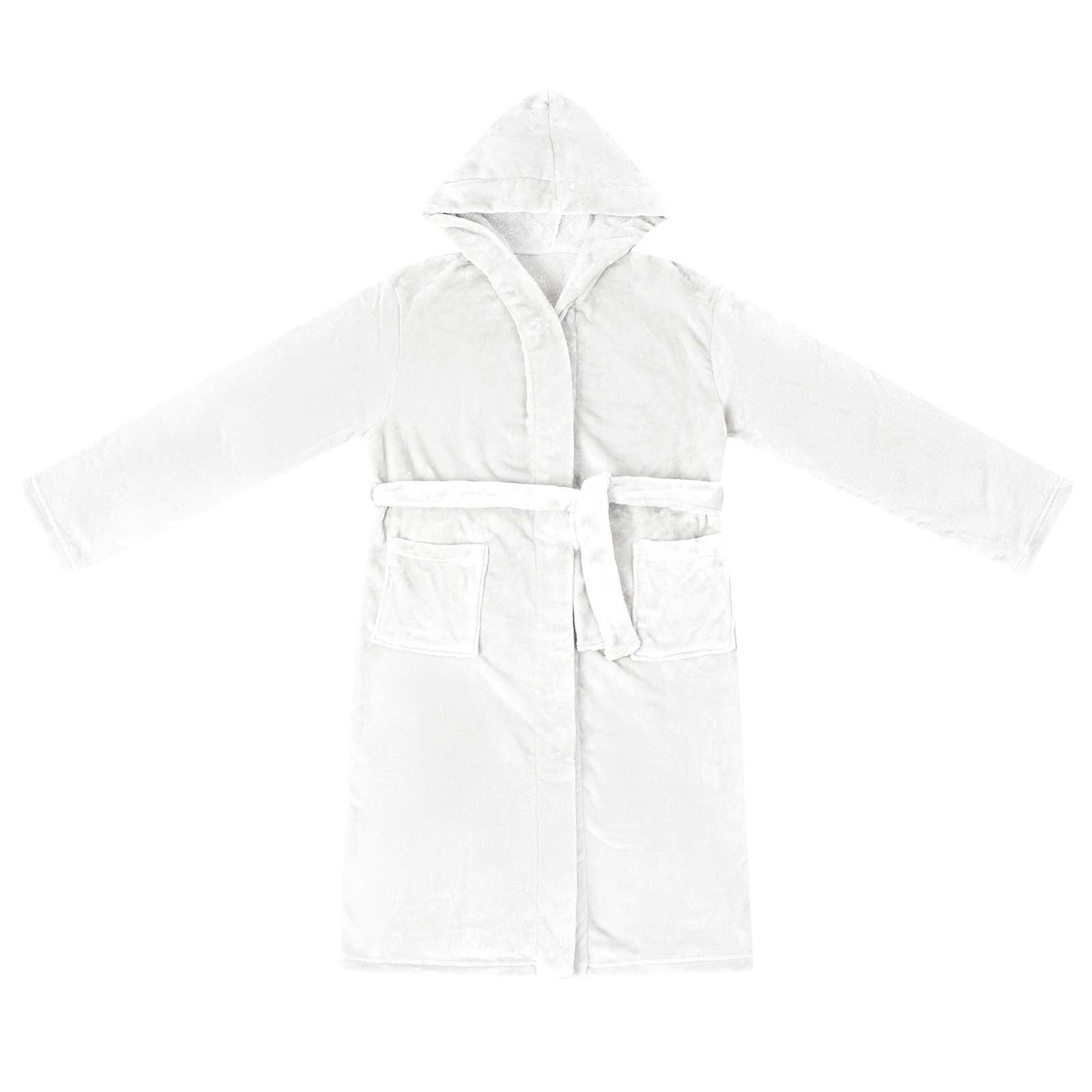 Bademantel Hoodie Weiß S Flanell