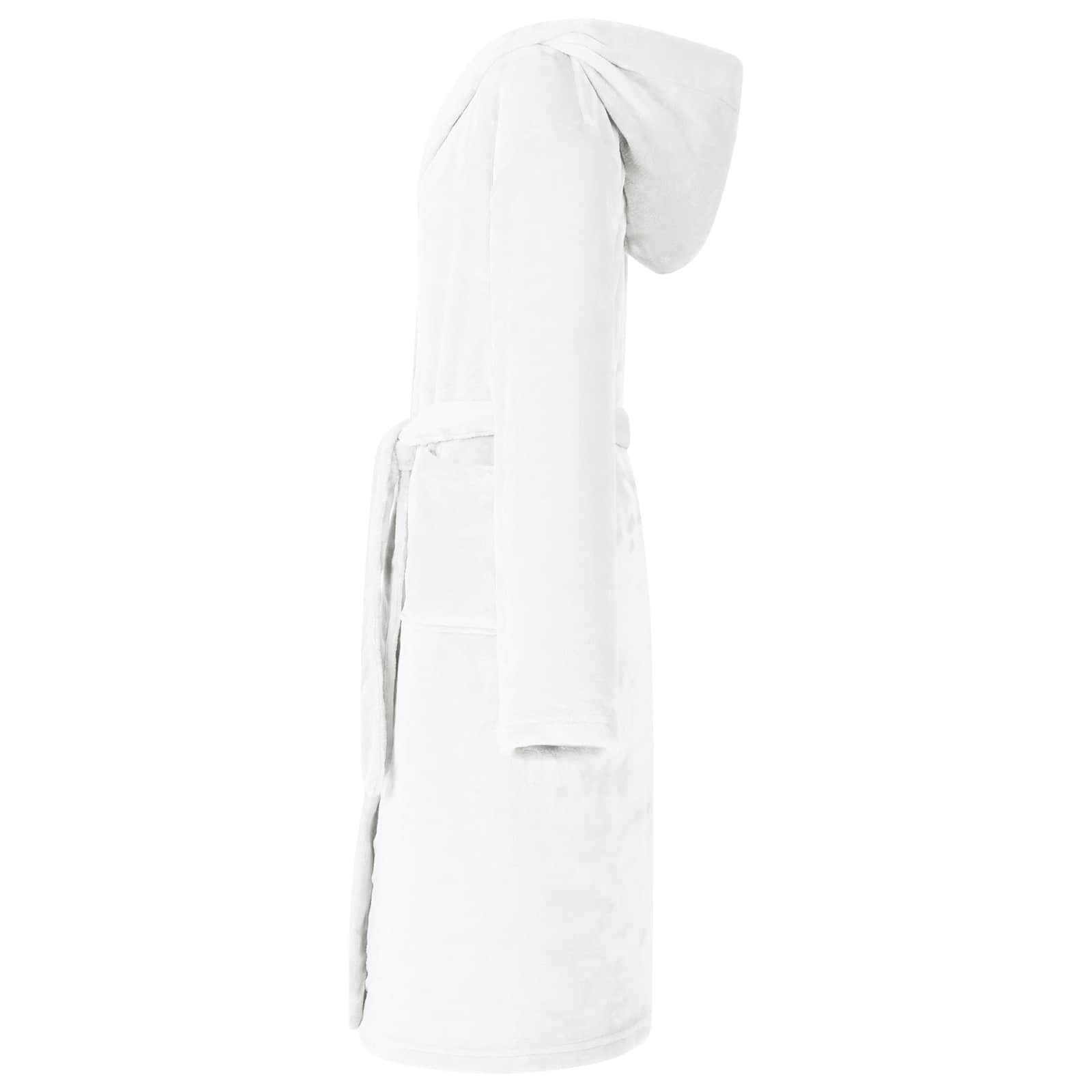 Bademantel Hoodie Weiß M Flanell