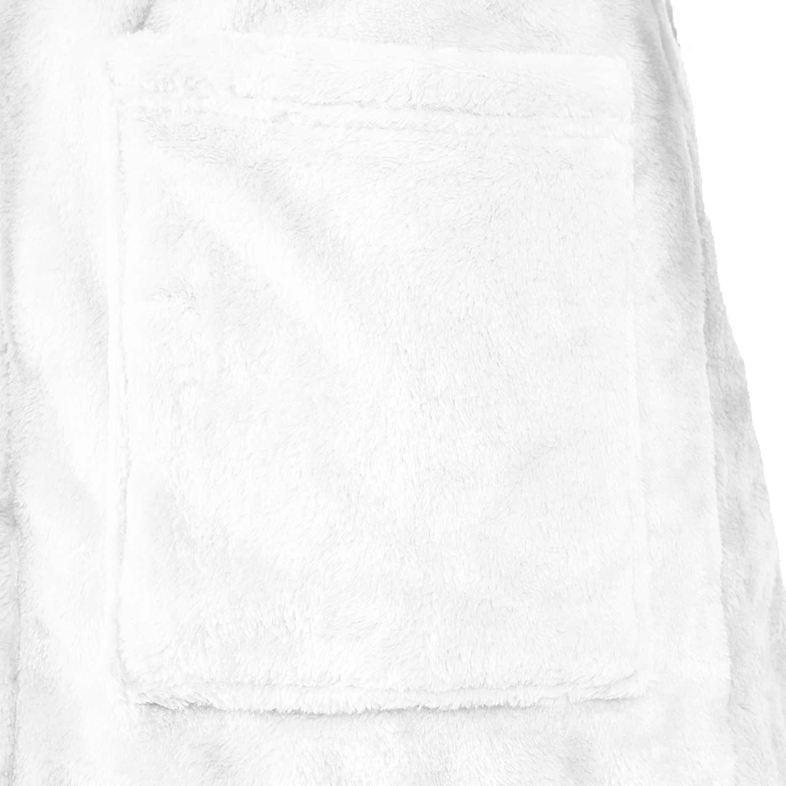 Bademantel Hoodie Weiß L Flanell