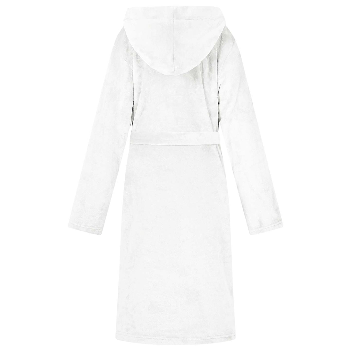 Bademantel Hoodie Weiß L Flanell