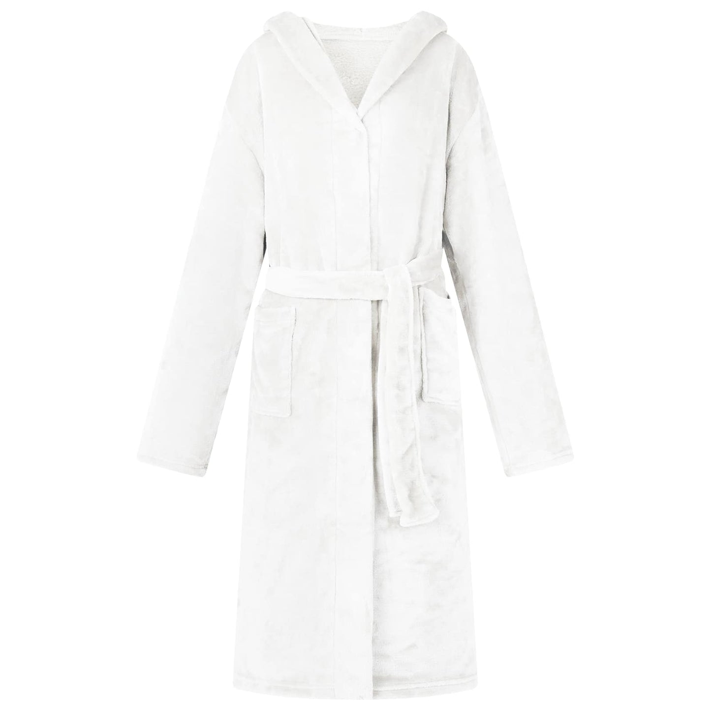 Bademantel Hoodie Weiß XL Flanell