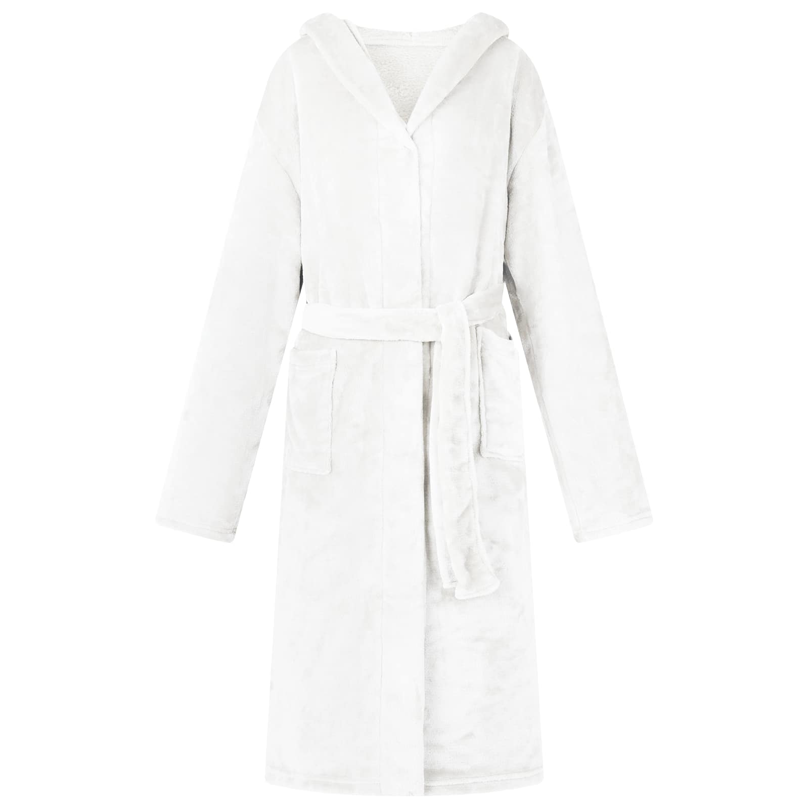 Bademantel Hoodie Weiß XL Flanell