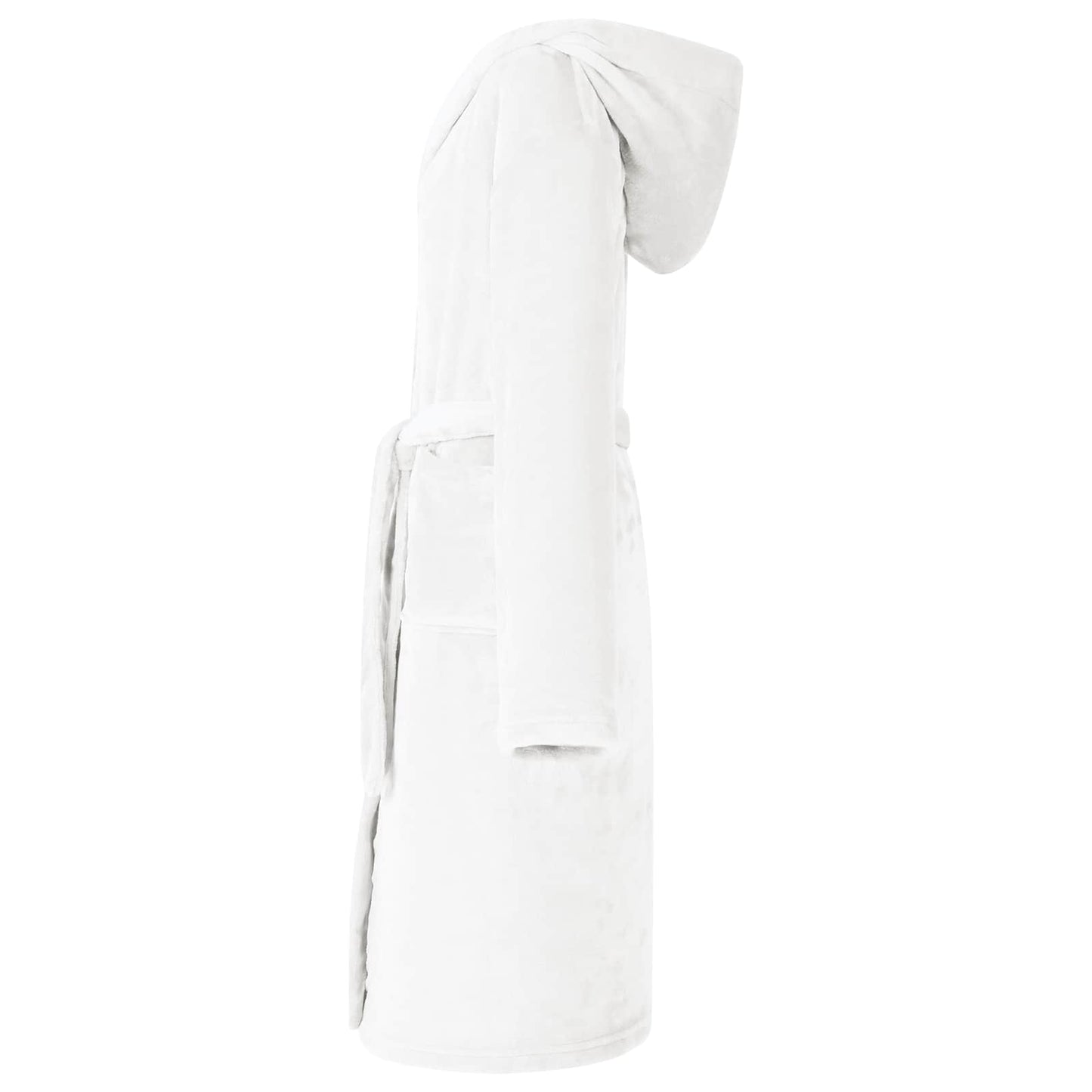 Bademantel Hoodie Weiß XL Flanell