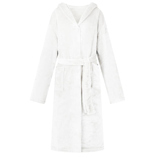 Bademantel Hoodie Weiß XXL Flanell