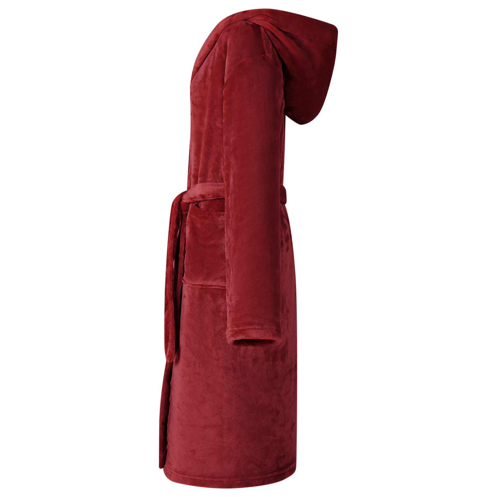 Bademantel Hoodie Bordeauxrot S Flanell