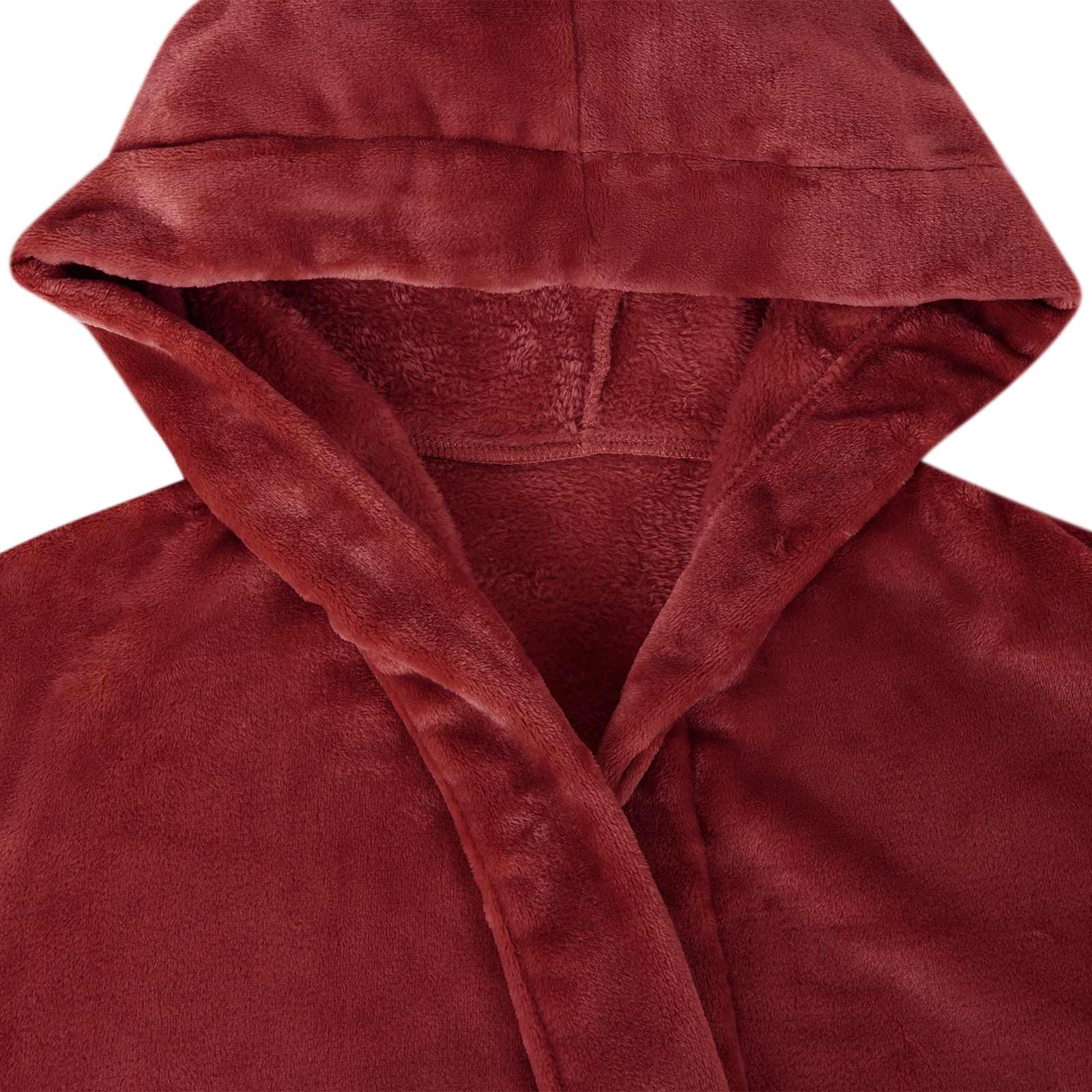 Bademantel Hoodie Bordeauxrot XL Flanell