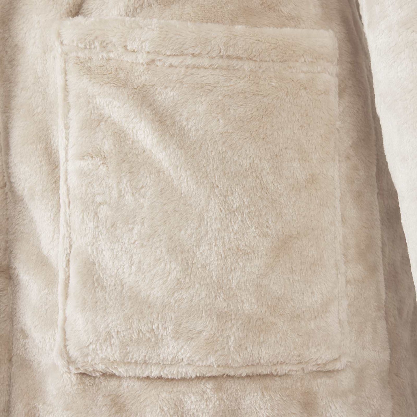 Bademantel ohne Kapuze Beige M Flanell