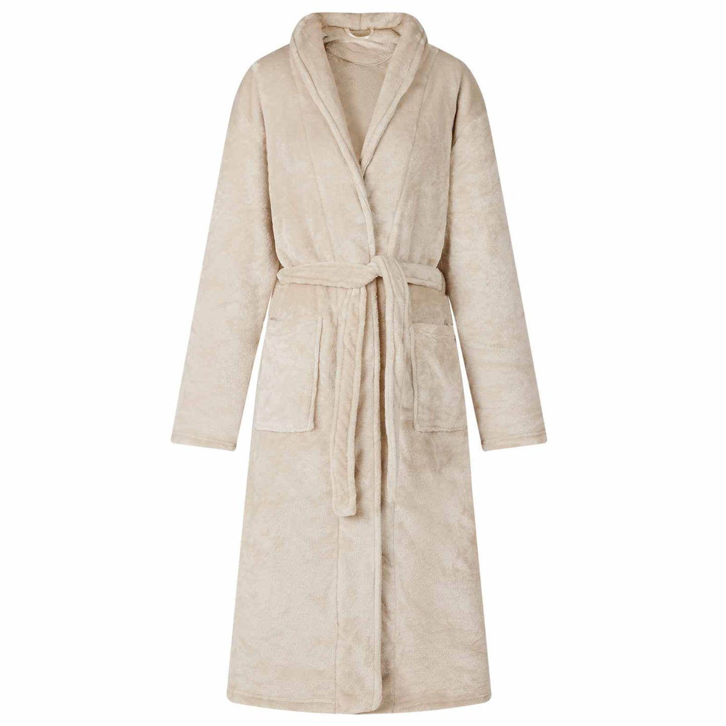 Bademantel ohne Kapuze Beige XXL Flanell