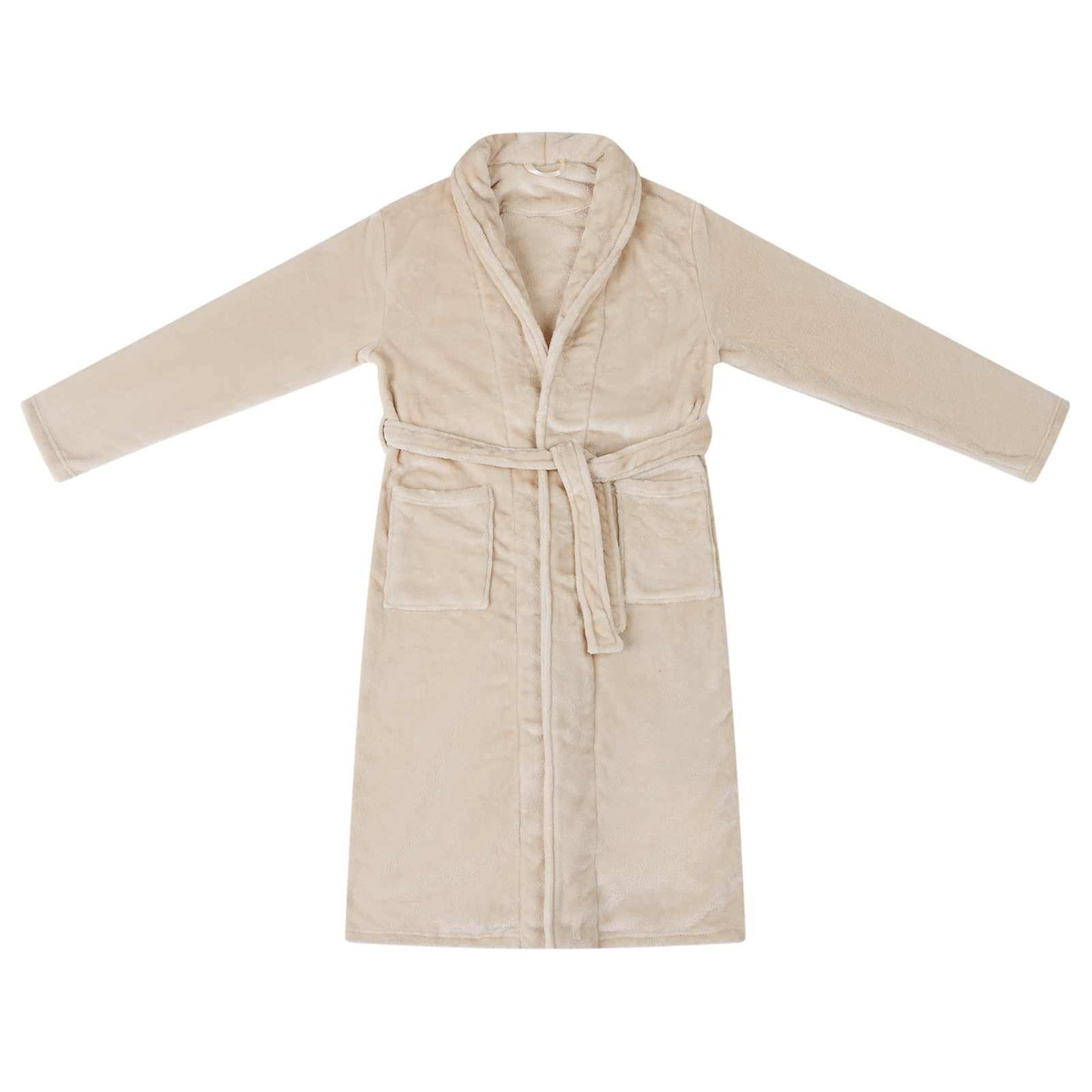 Bademantel ohne Kapuze Beige XXL Flanell