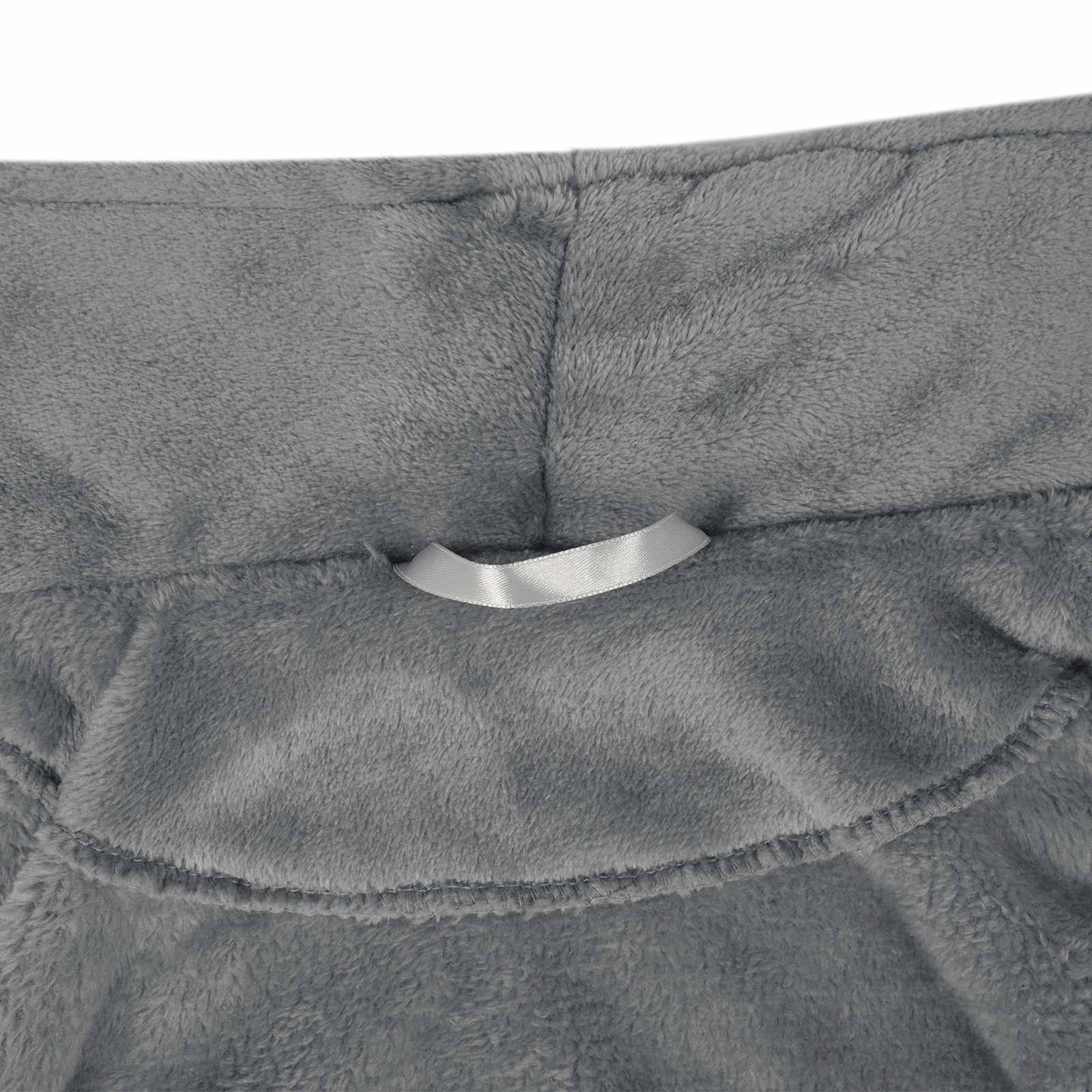Bademantel ohne Kapuze Dunkelgrau XXL Flanell