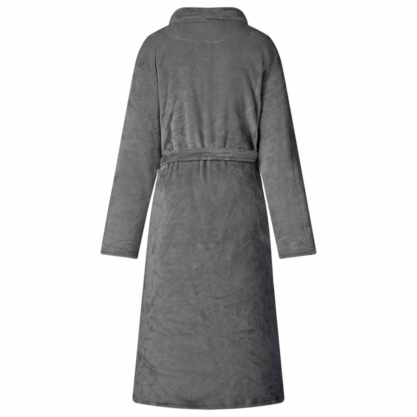 Bademantel ohne Kapuze Dunkelgrau XXL Flanell