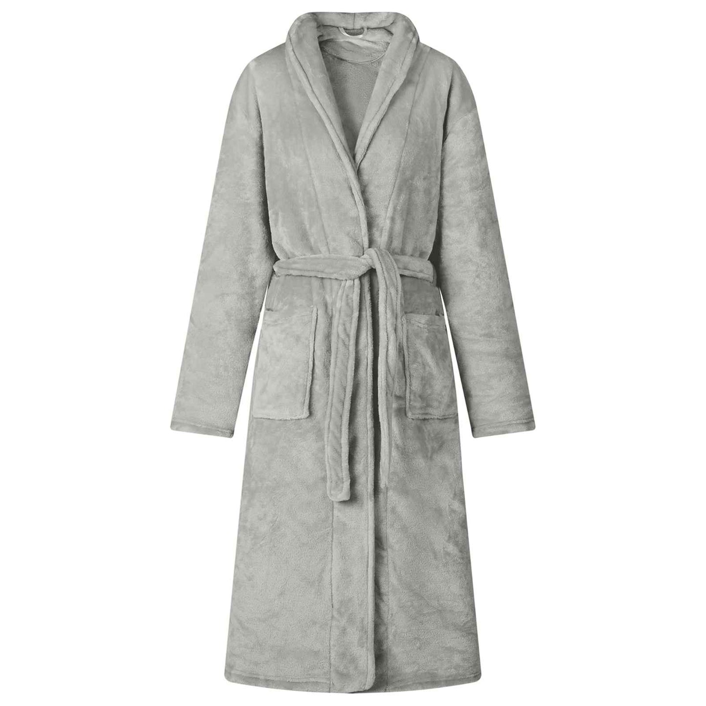 Bademantel ohne Kapuze Grau XXXL Flanell