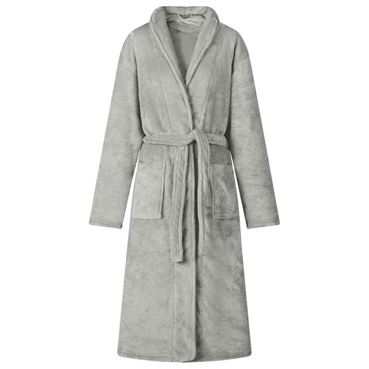 Bademantel ohne Kapuze Grau XXXL Flanell