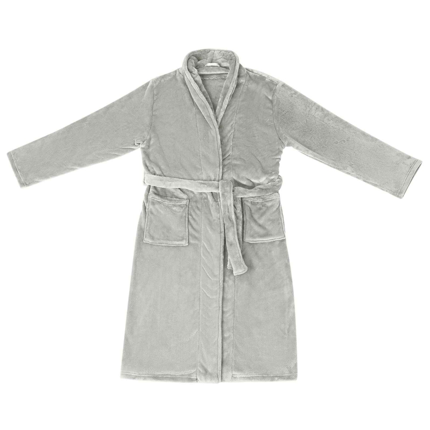 Bademantel ohne Kapuze Grau XXXL Flanell