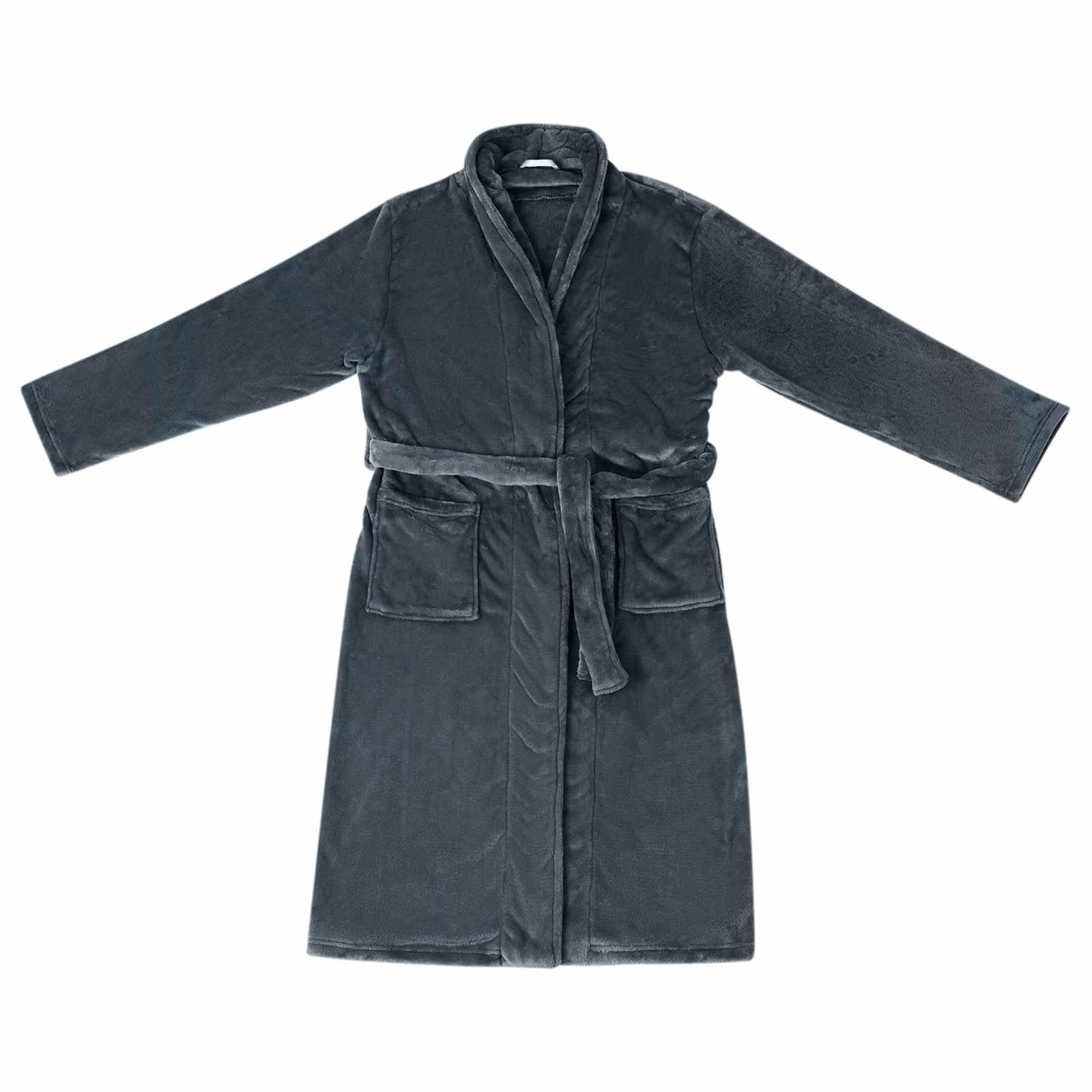 Bademantel ohne Kapuze Marineblau M Flanell