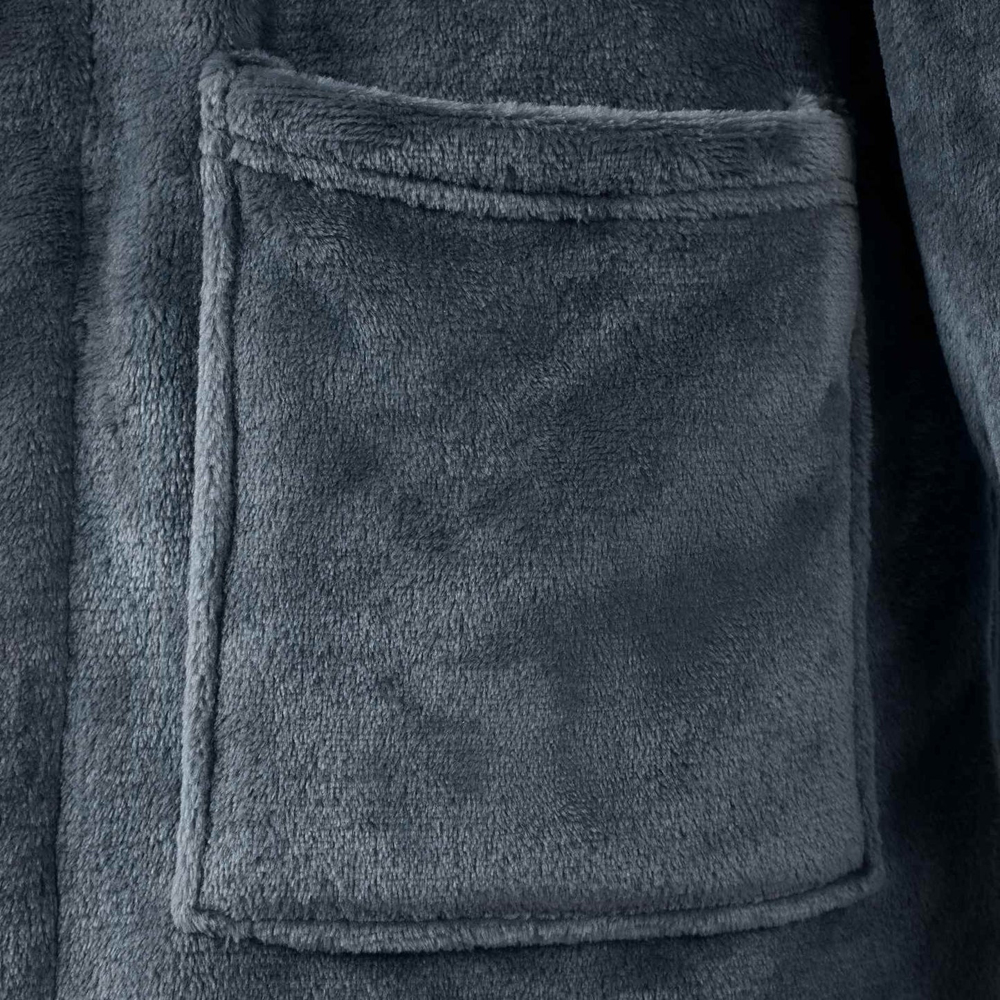 Bademantel ohne Kapuze Marineblau L Flanell