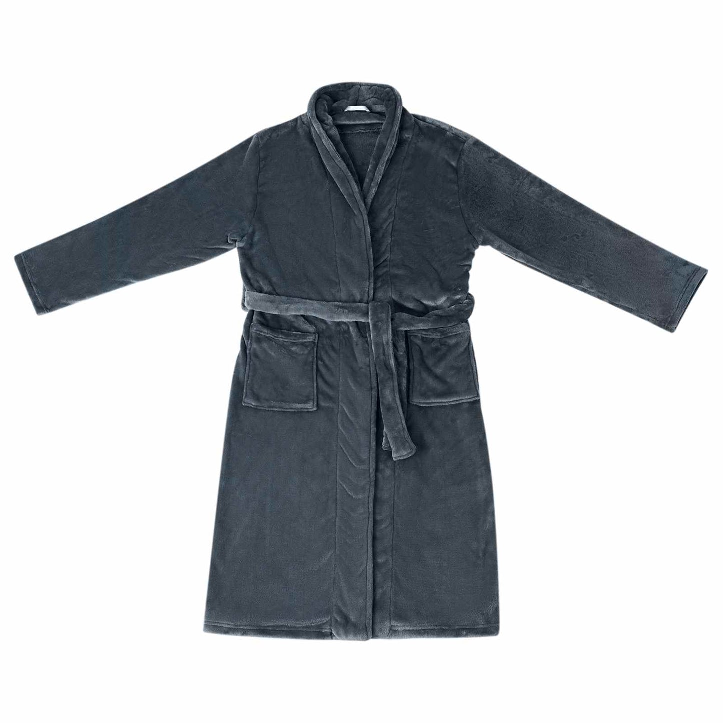 Bademantel ohne Kapuze Marineblau L Flanell