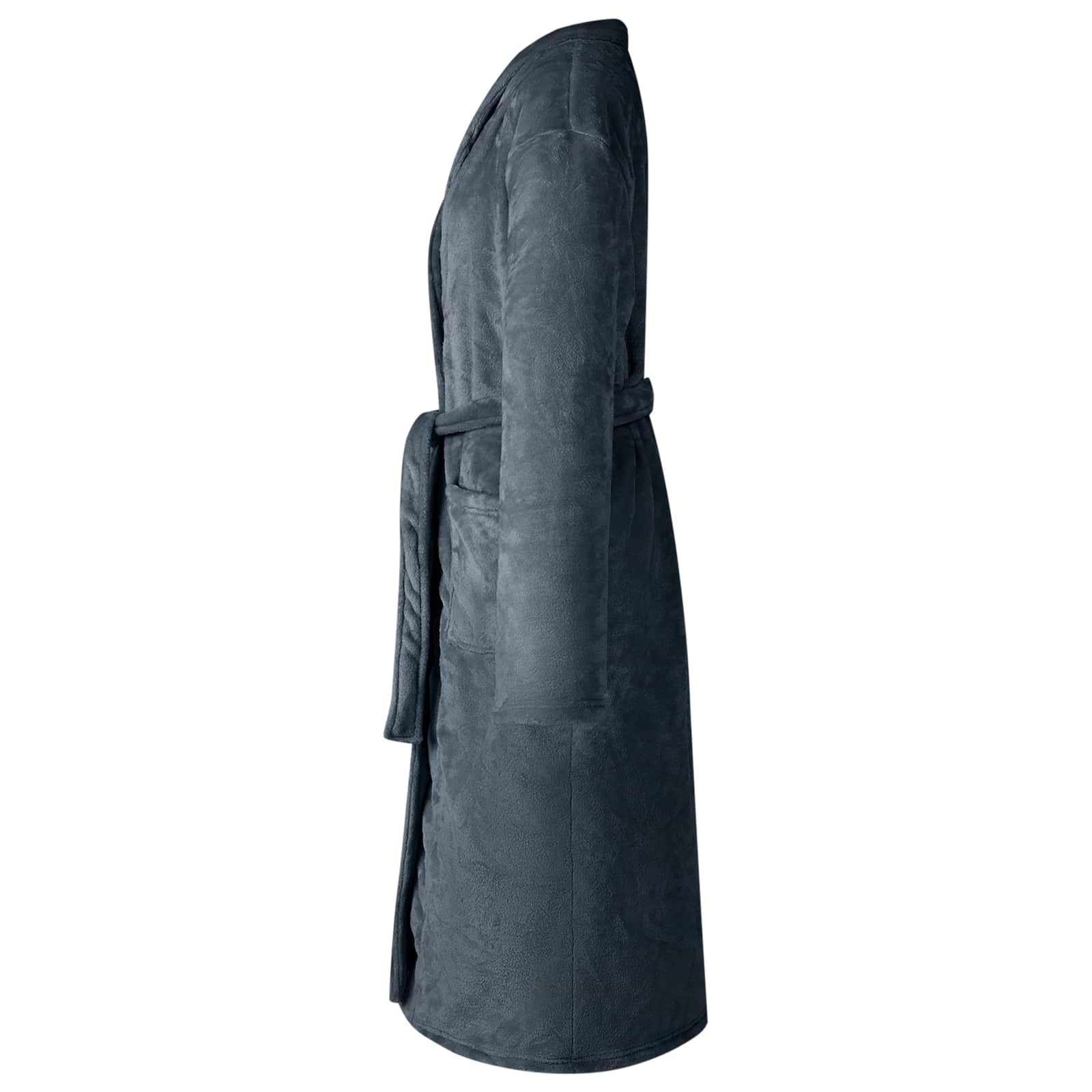 Bademantel ohne Kapuze Marineblau XL Flanell