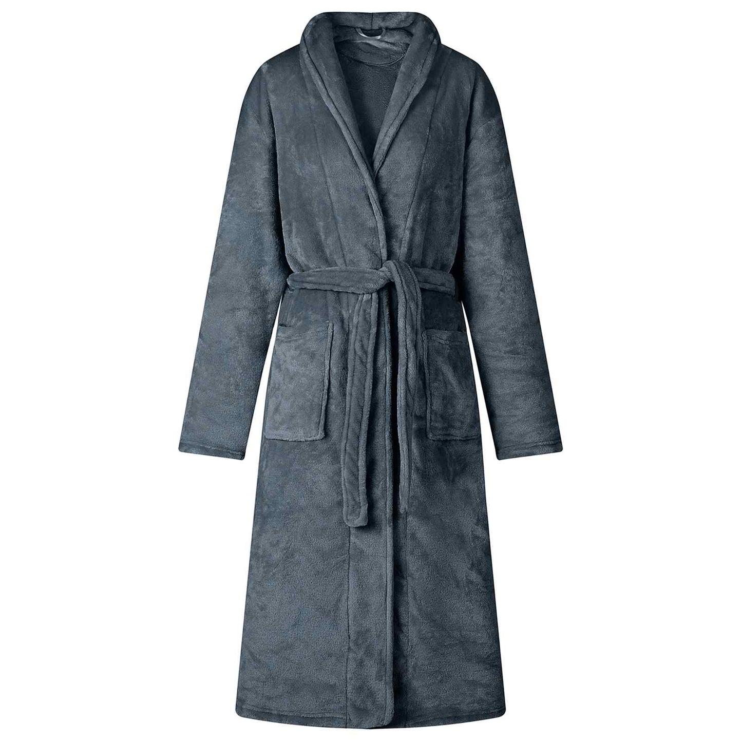 Bademantel ohne Kapuze Marineblau XXXL Flanell