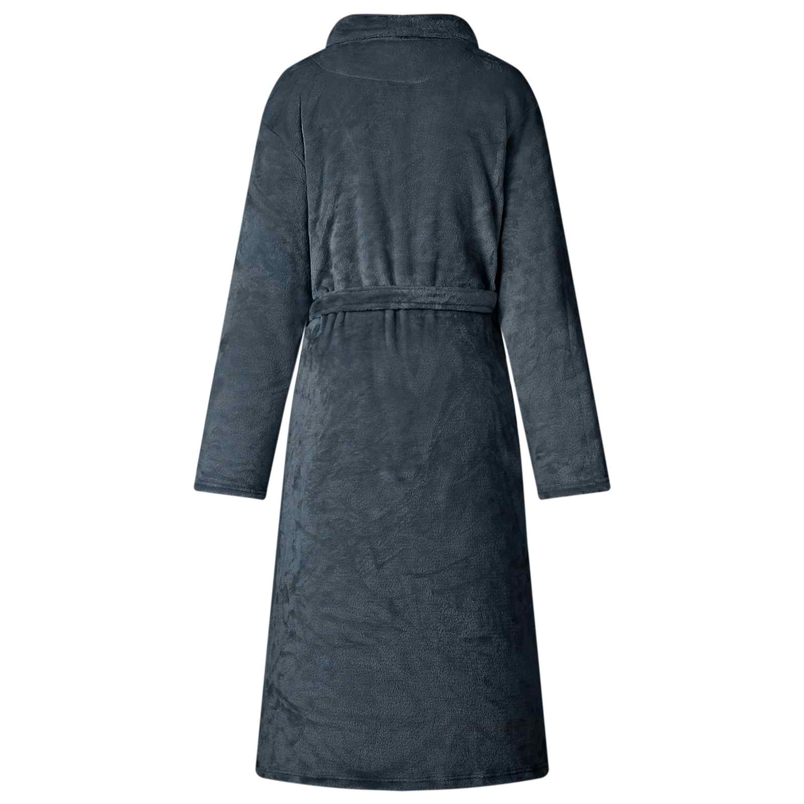 Bademantel ohne Kapuze Marineblau XXXL Flanell