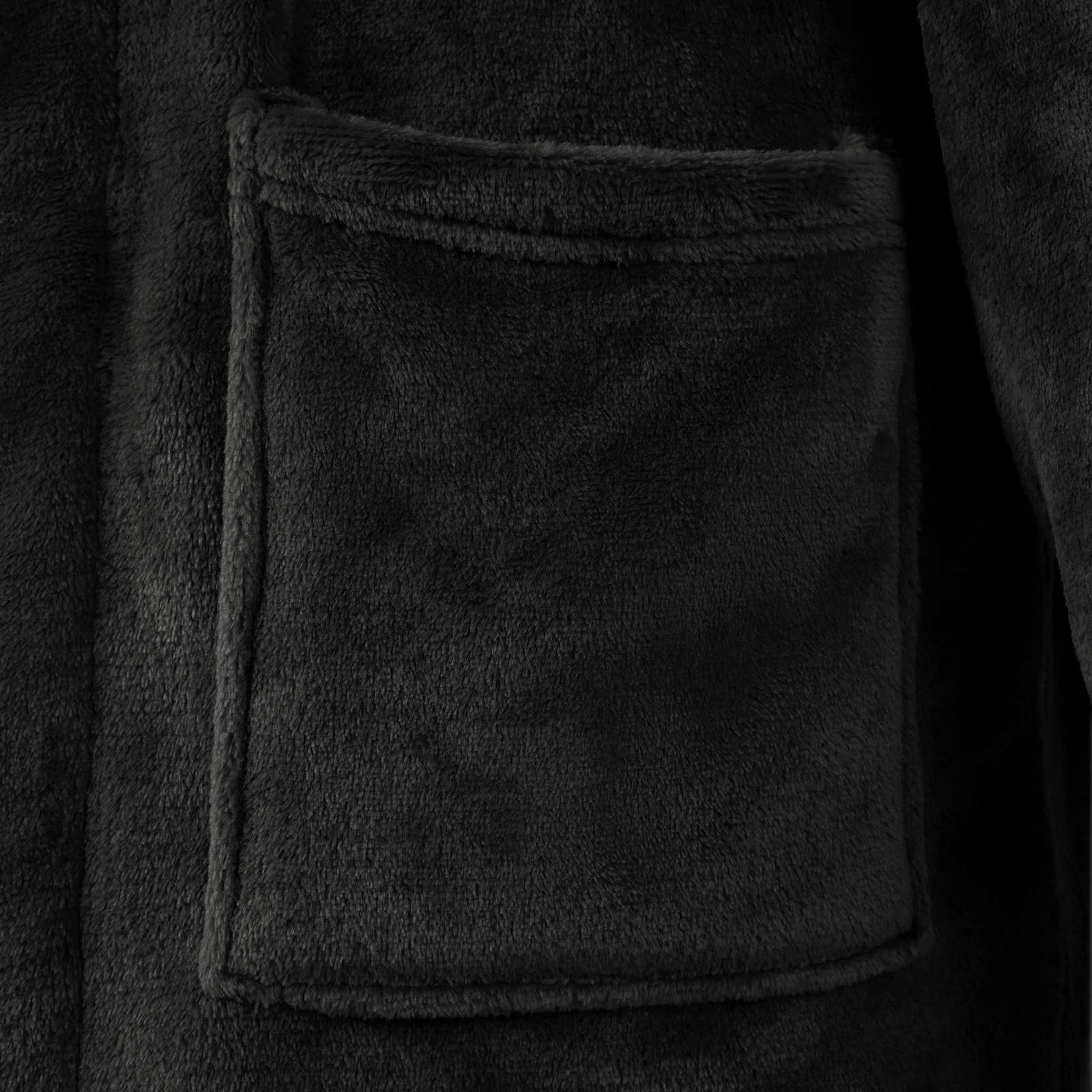 Bademantel ohne Kapuze Schwarz M Flanell