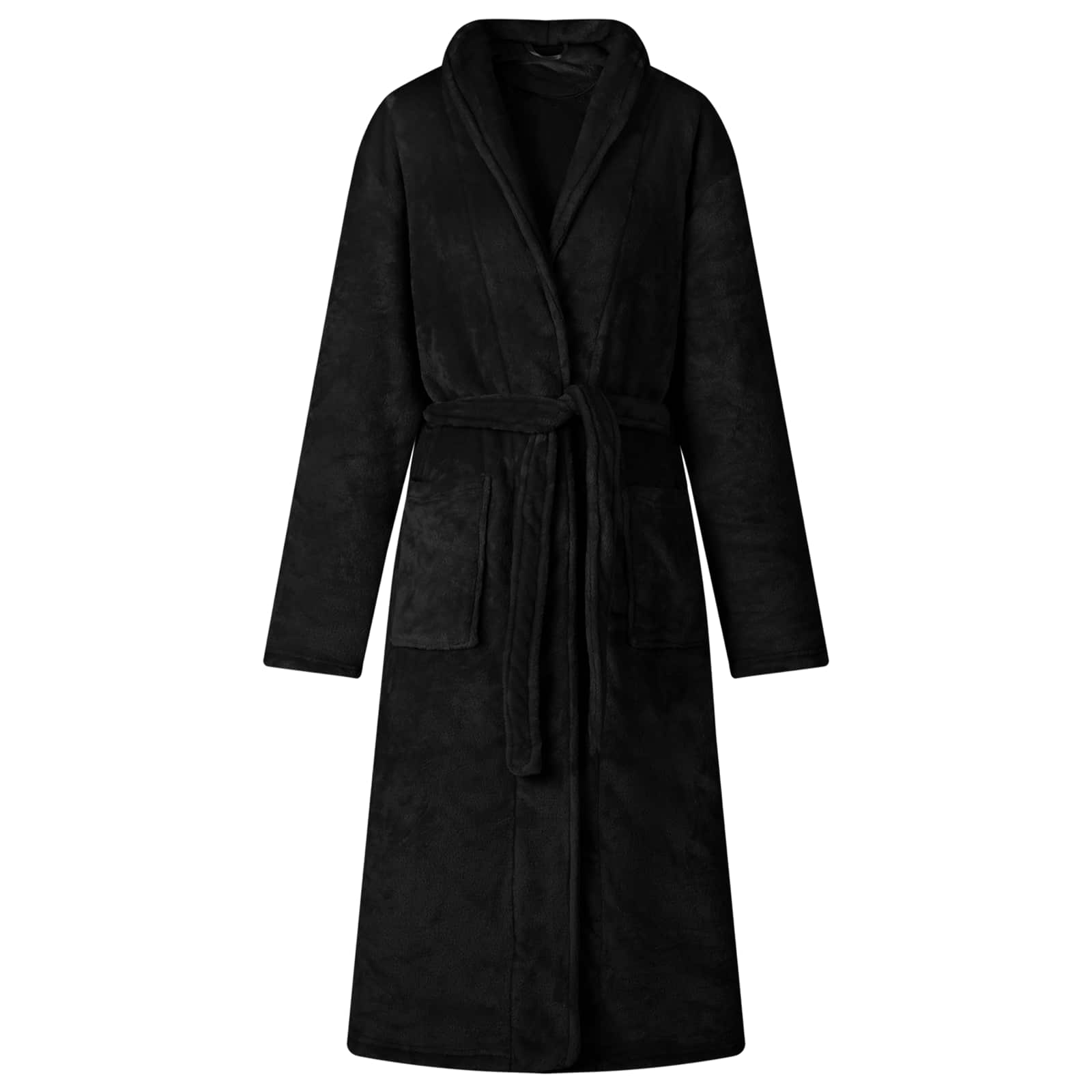 Bademantel ohne Kapuze Schwarz XL Flanell