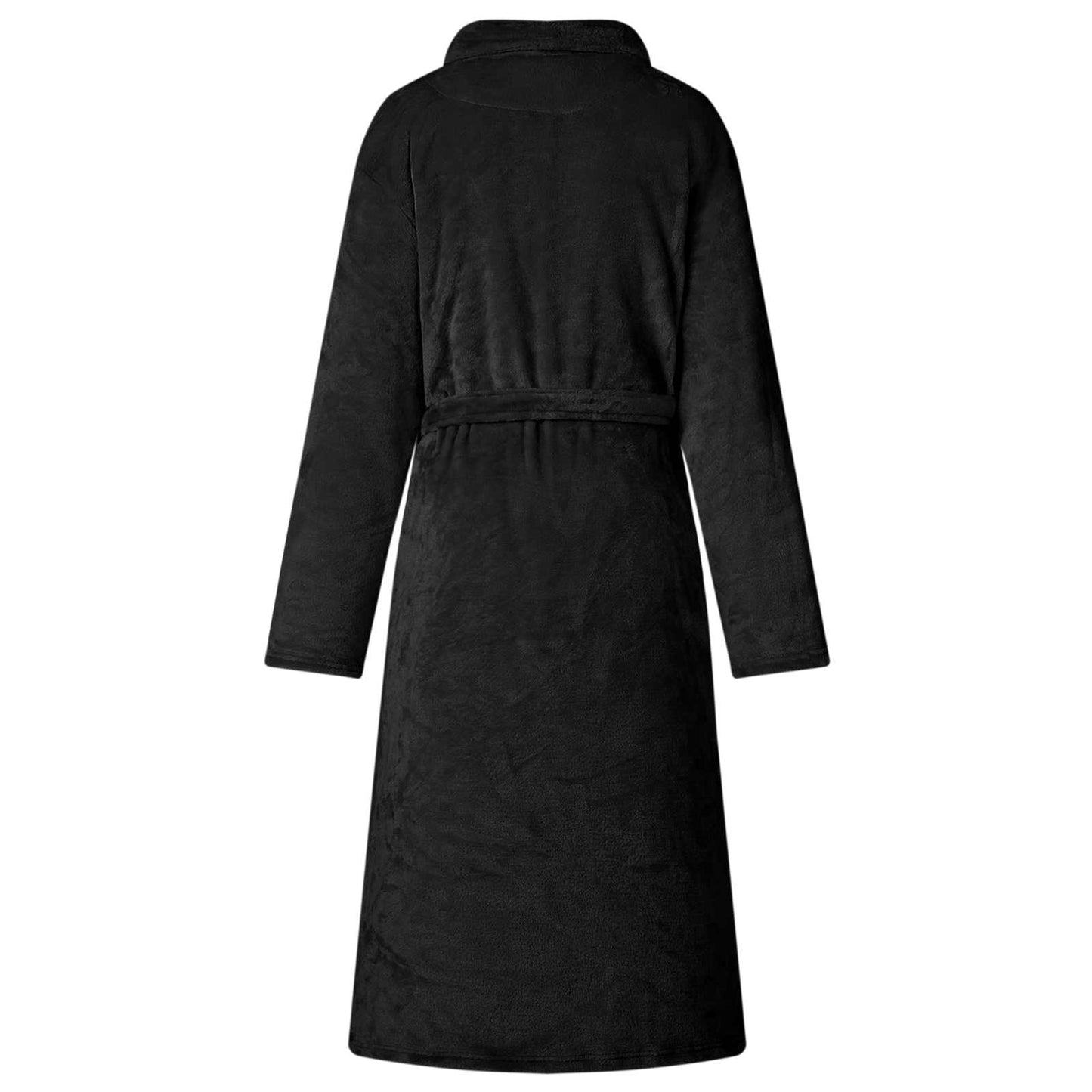 Bademantel ohne Kapuze Schwarz XL Flanell