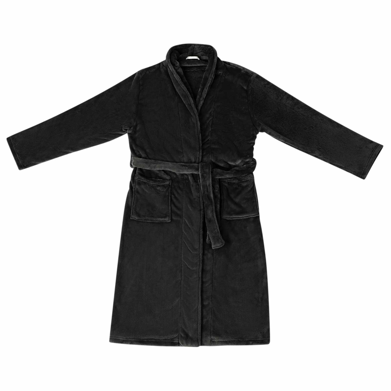 Bademantel ohne Kapuze Schwarz XL Flanell