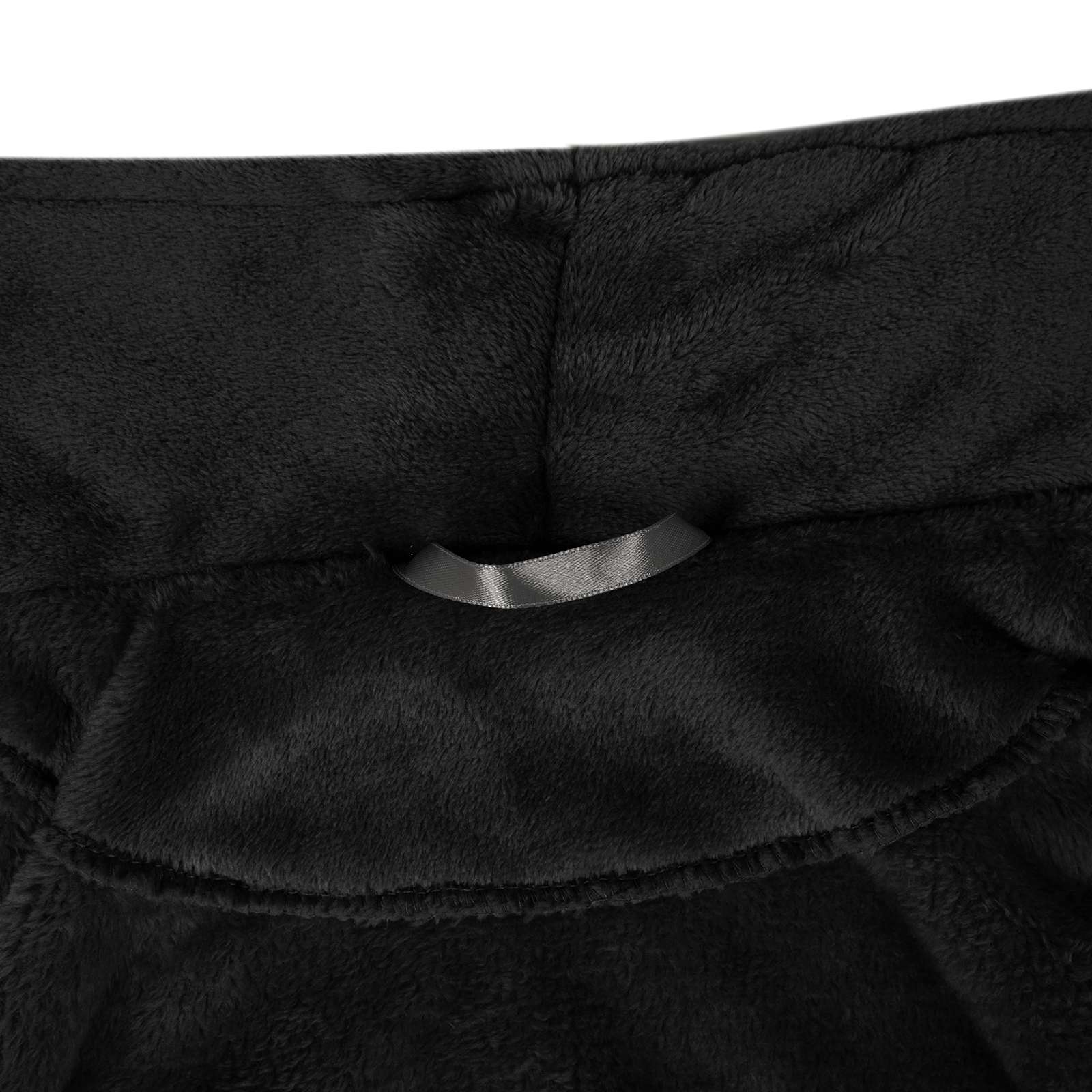 Bademantel ohne Kapuze Schwarz XXL Flanell