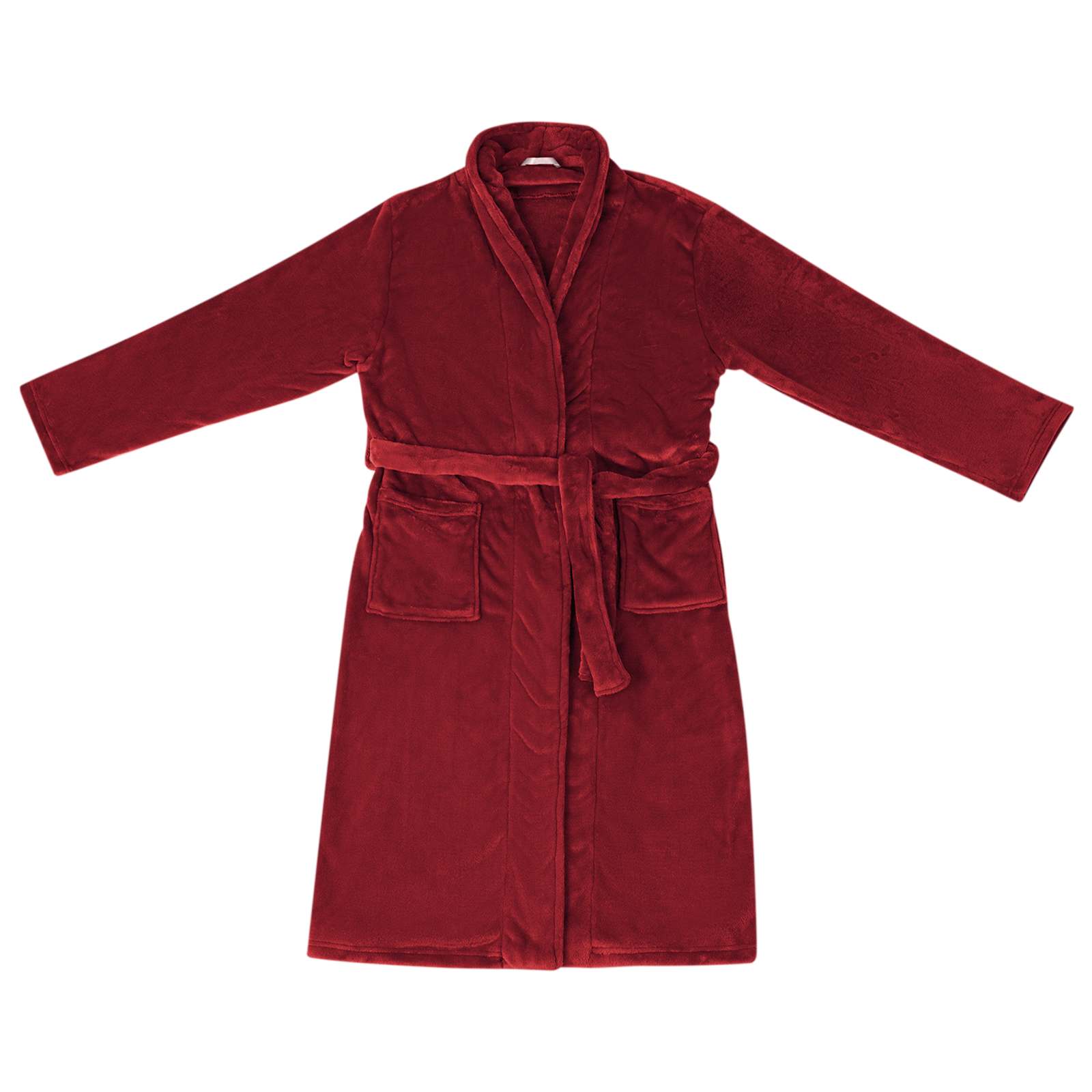 Bademantel ohne Kapuze Bordeauxrot XXL Flanell