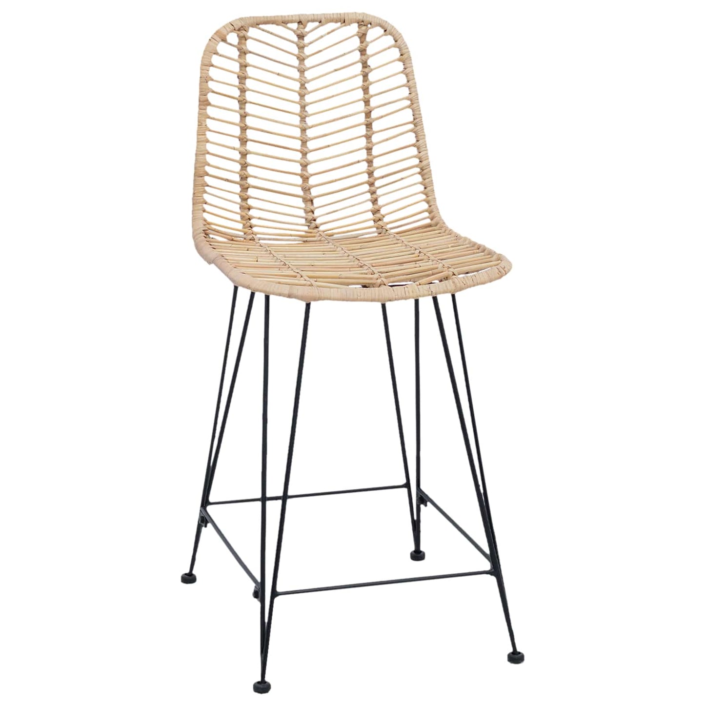 Barstuhl 2 Stk. Natur 44,5 x 54,5 x 97,5 cm Rattan und Eisen
