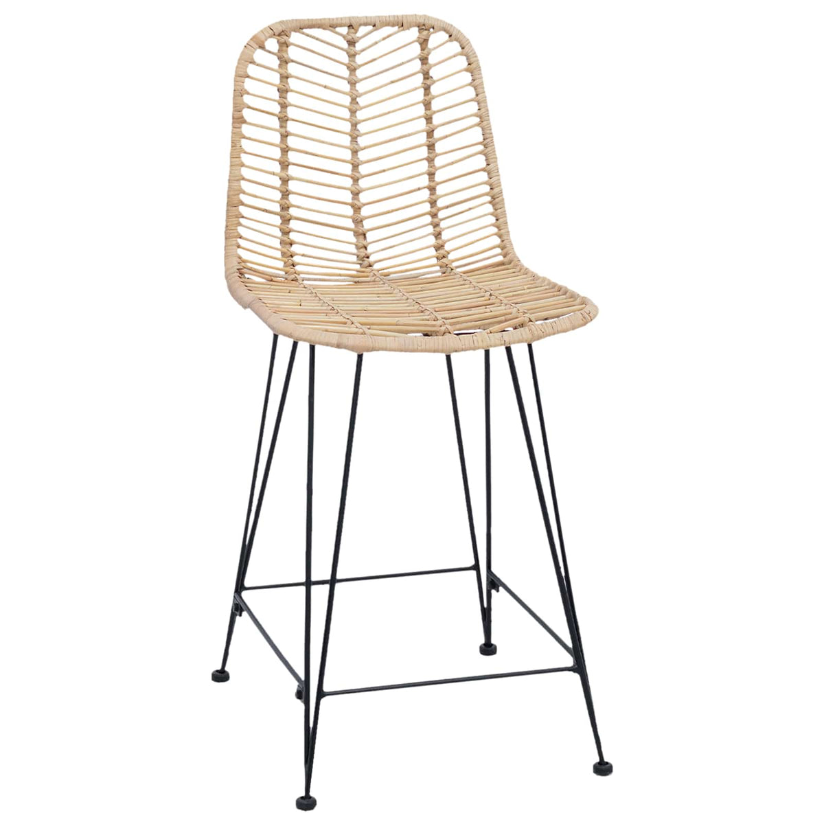 Barstuhl 2 stk. Natur 44,5 x 54,5 x 97,5 cm Rattan und Eisen