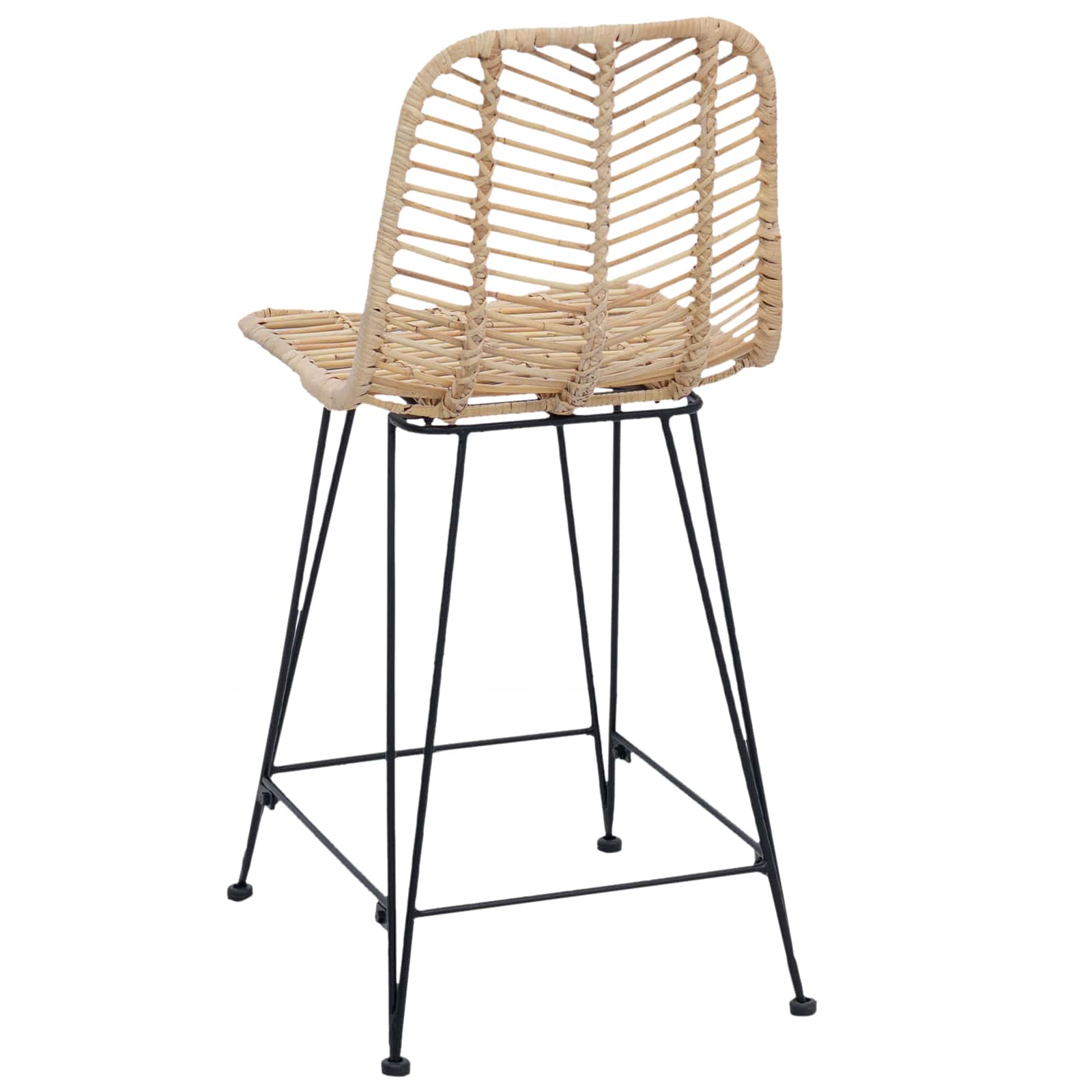 Barstuhl 2 Stk. Natur 44,5 x 54,5 x 97,5 cm Rattan und Eisen
