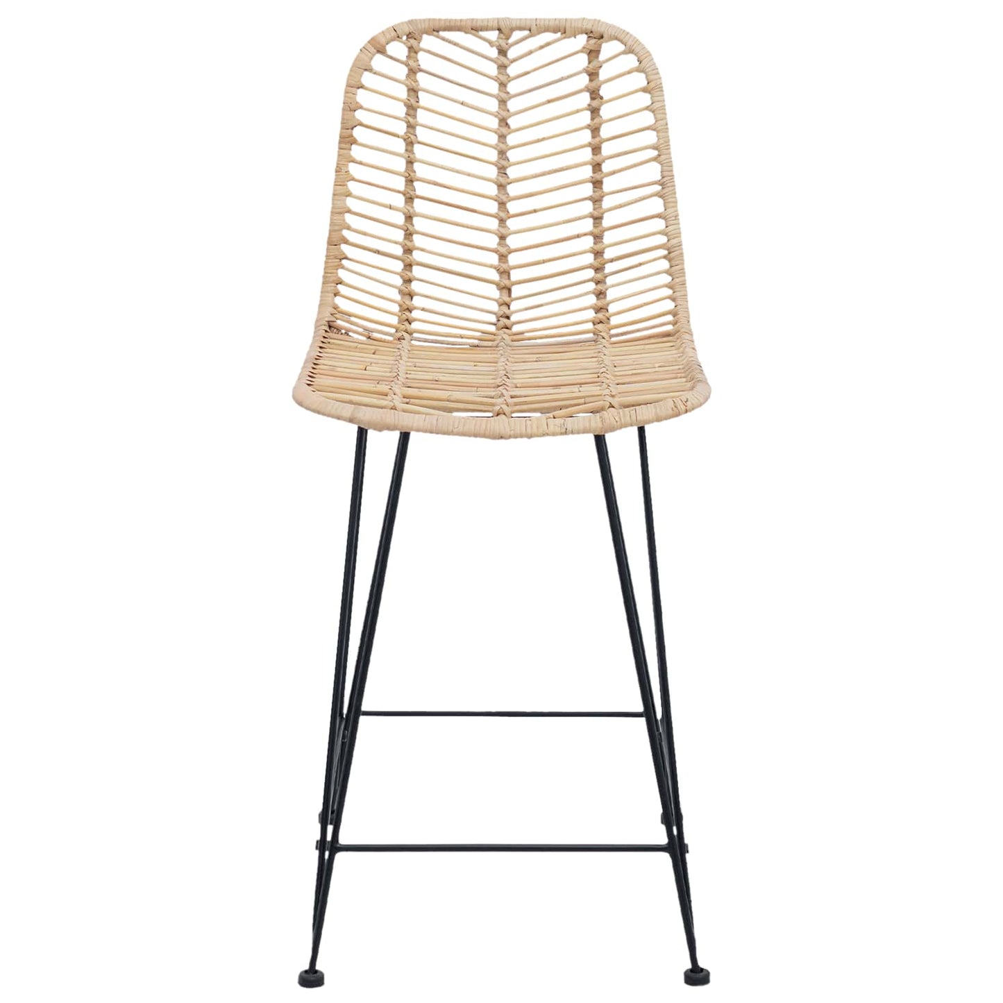 Barstuhl 2 Stk. Natur 44,5 x 54,5 x 97,5 cm Rattan und Eisen