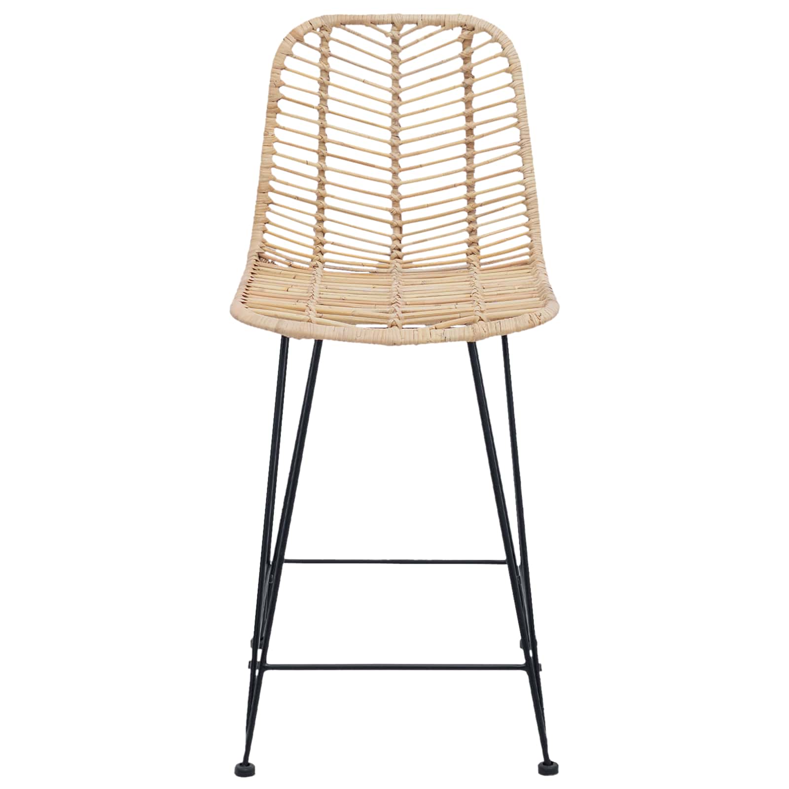 Barstuhl 2 Stk. Natur 44,5 x 54,5 x 97,5 cm Rattan und Eisen