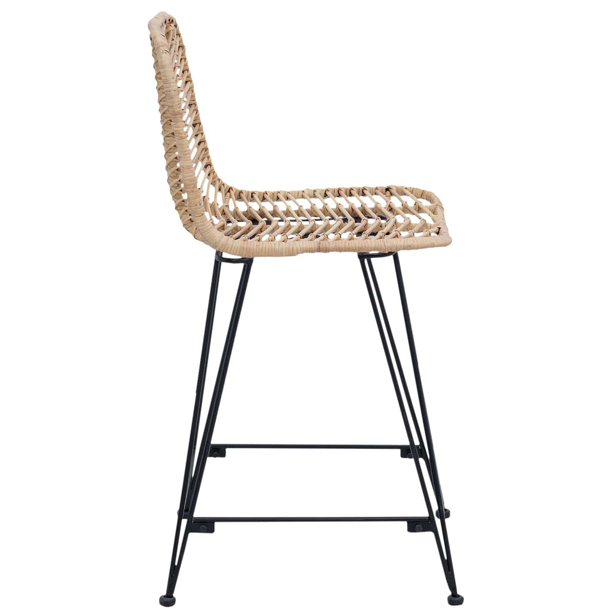 Barstuhl 2 stk. Natur 44,5 x 54,5 x 97,5 cm Rattan und Eisen