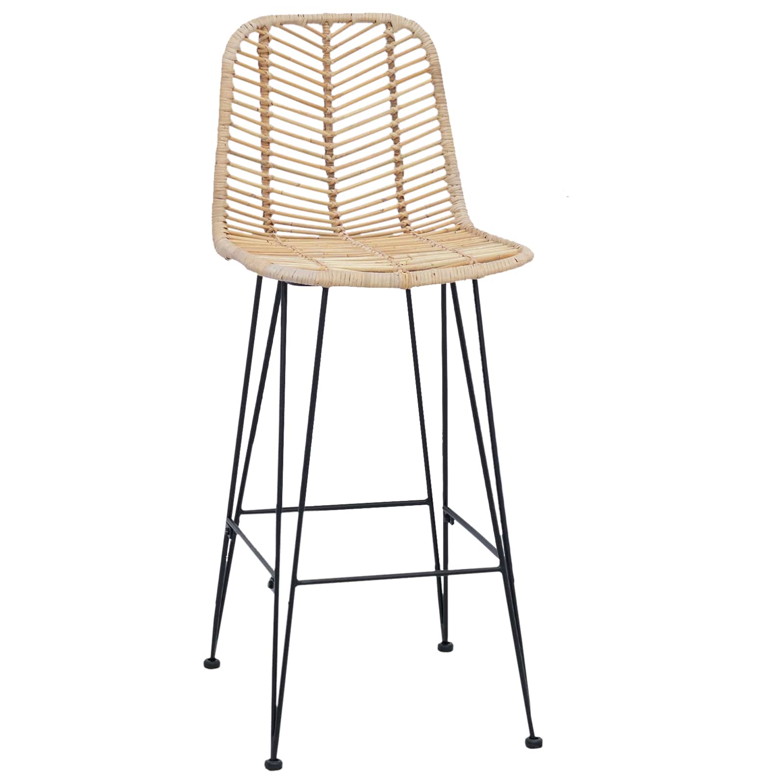 Barstuhl 2 stk. Natur 44 x 52 x 111 cm Rattan und Eisen