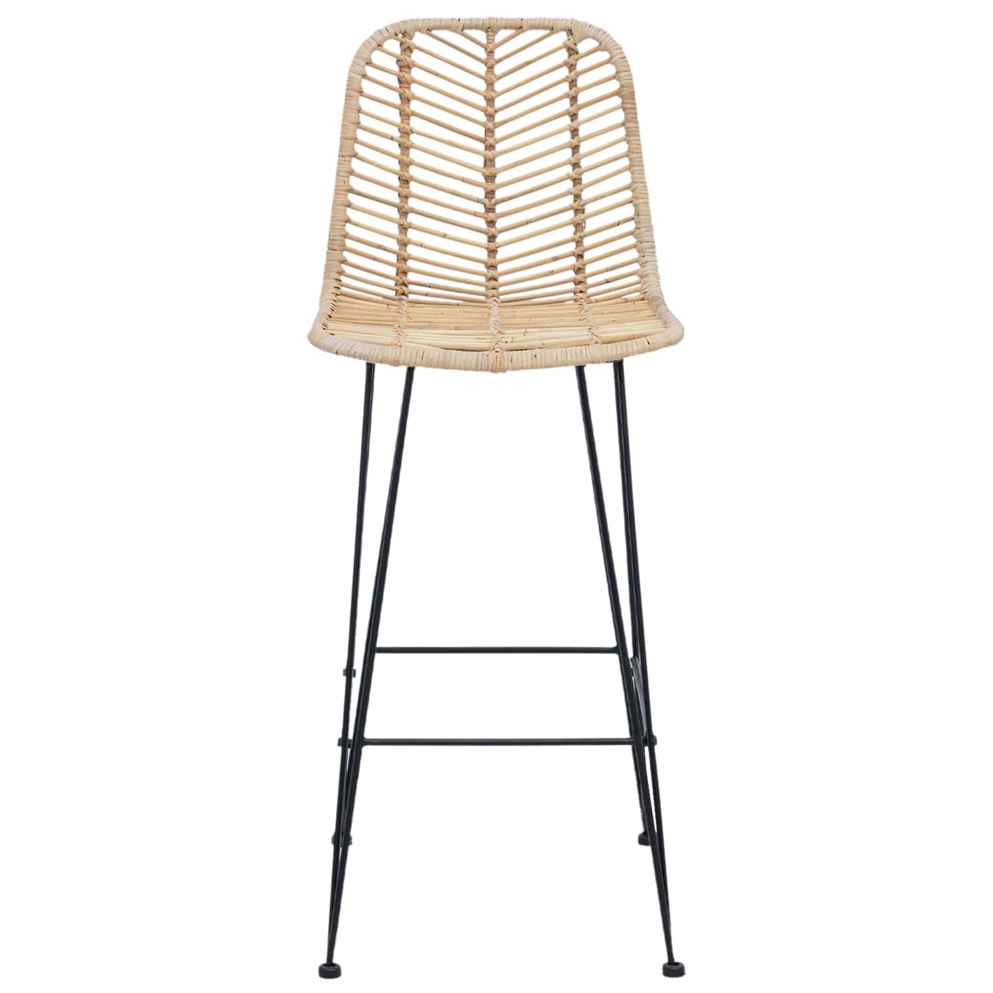 Barstuhl 2 stk. Natur 44 x 52 x 111 cm Rattan und Eisen