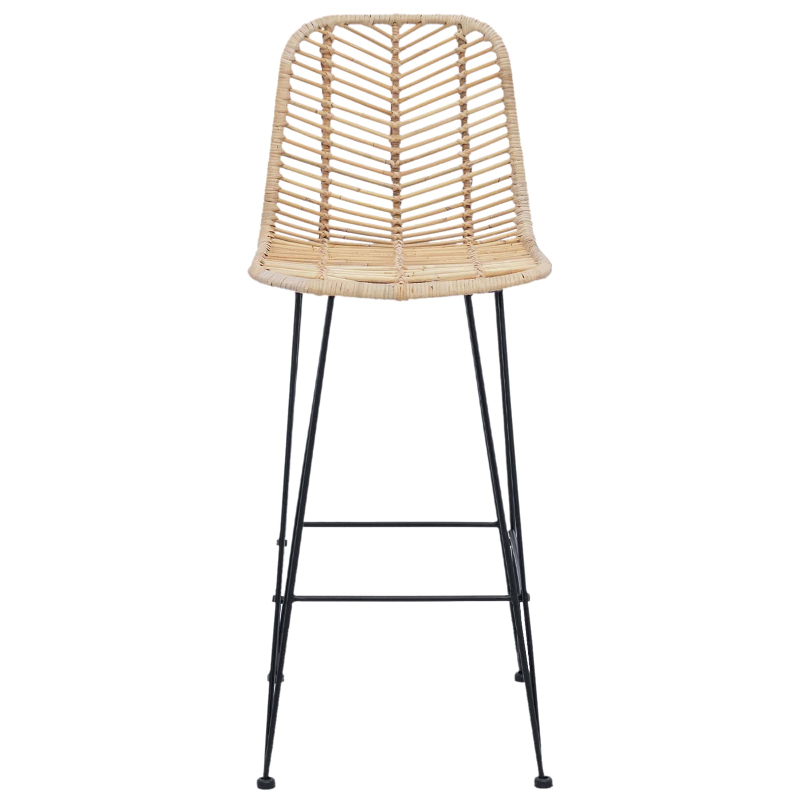 Barstuhl 2 stk. Natur 44 x 52 x 111 cm Rattan und Eisen