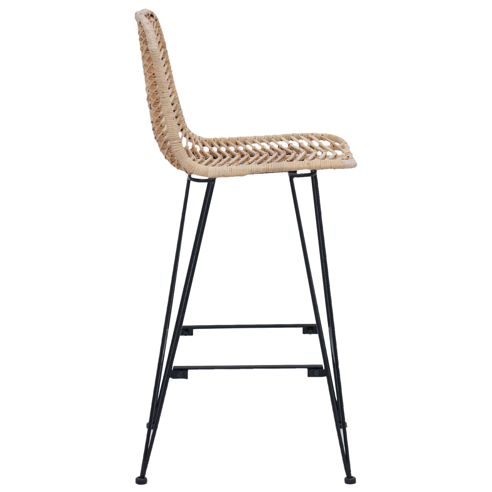 Barstuhl 2 stk. Natur 44 x 52 x 111 cm Rattan und Eisen