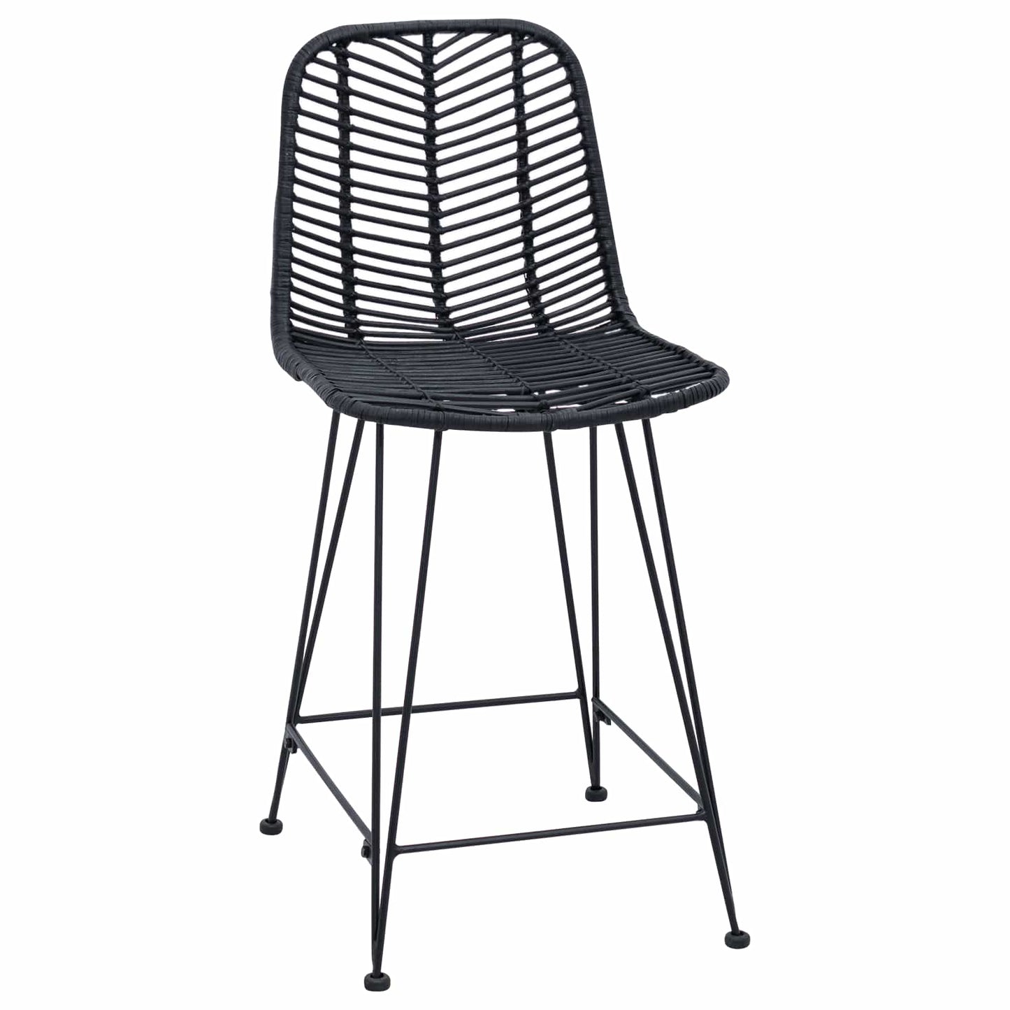 Barstuhl 2 stk. Schwarz 44,5 x 54,5 x 97,5 cm Rattan und Eisen