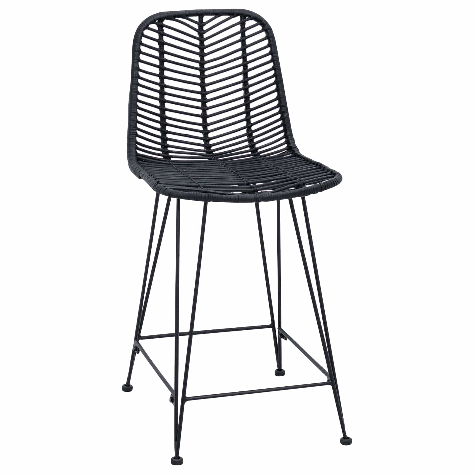 Barstuhl 2 stk. Schwarz 44,5 x 54,5 x 97,5 cm Rattan und Eisen