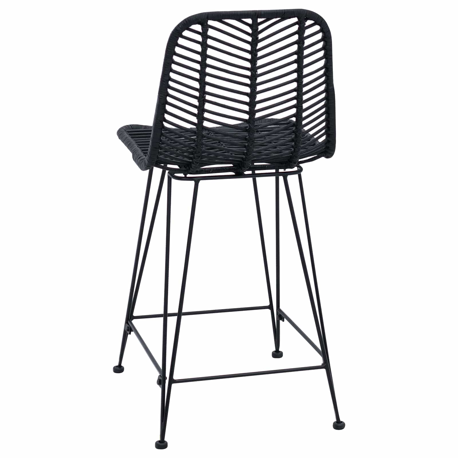 Barstuhl 2 stk. Schwarz 44,5 x 54,5 x 97,5 cm Rattan und Eisen