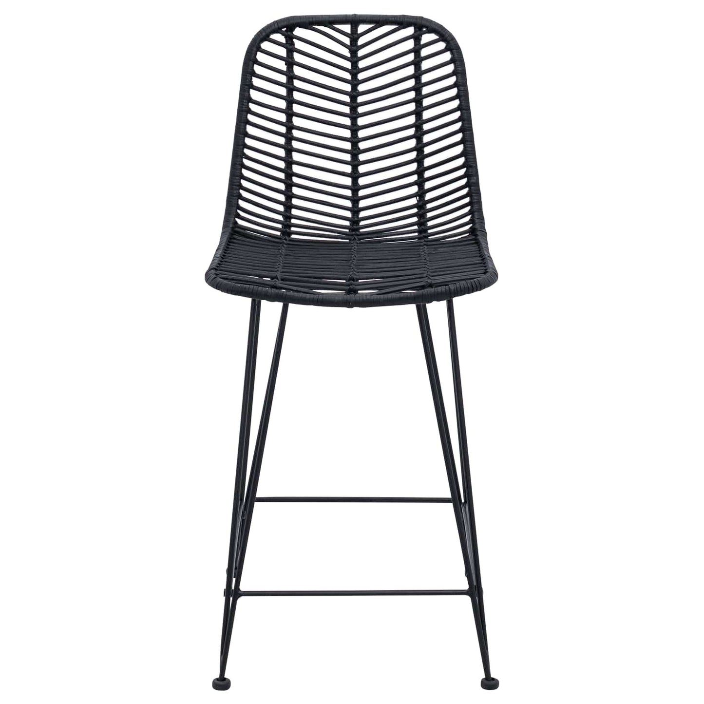 Barstuhl 2 stk. Schwarz 44,5 x 54,5 x 97,5 cm Rattan und Eisen