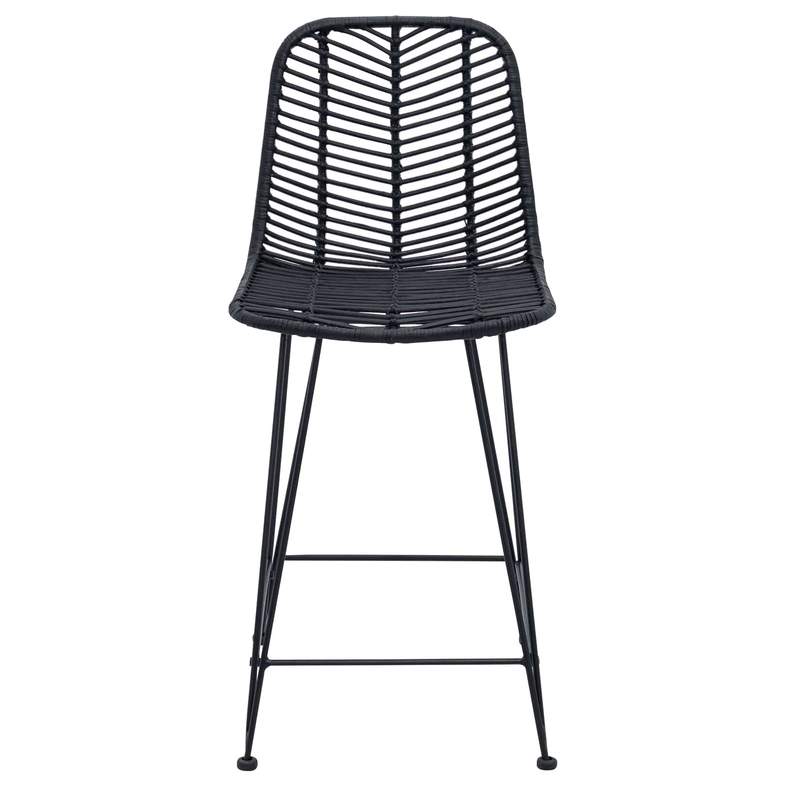 Barstuhl 2 stk. Schwarz 44,5 x 54,5 x 97,5 cm Rattan und Eisen